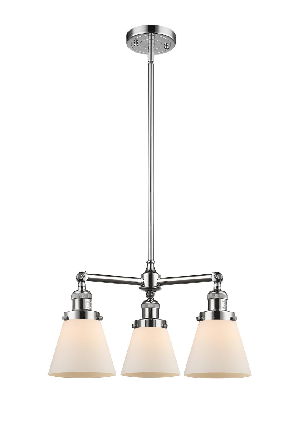Vintage 3-Light Dimmable LED Chandelier in Polished Chrome - 207-PC-G61-LED by Innovations | Elegant Dining Room & Bedroom Lighting Fixture