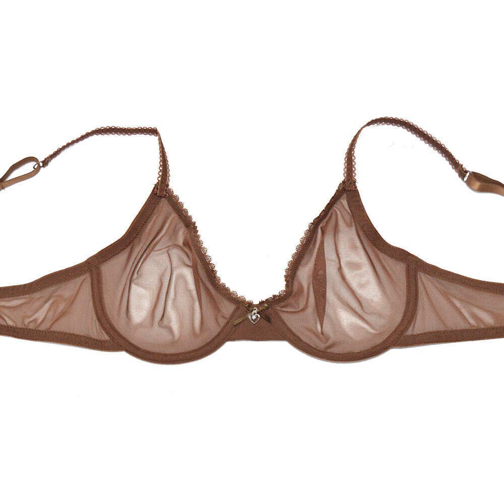 YANDW Sexy Sheer See Through Bras - Unlined Underwire Lace Mesh Bralette for Women | Ultra Thin Non Padded Clear Bra | Perfect for Date Night, Lingerie Layering & Sensual Occasions