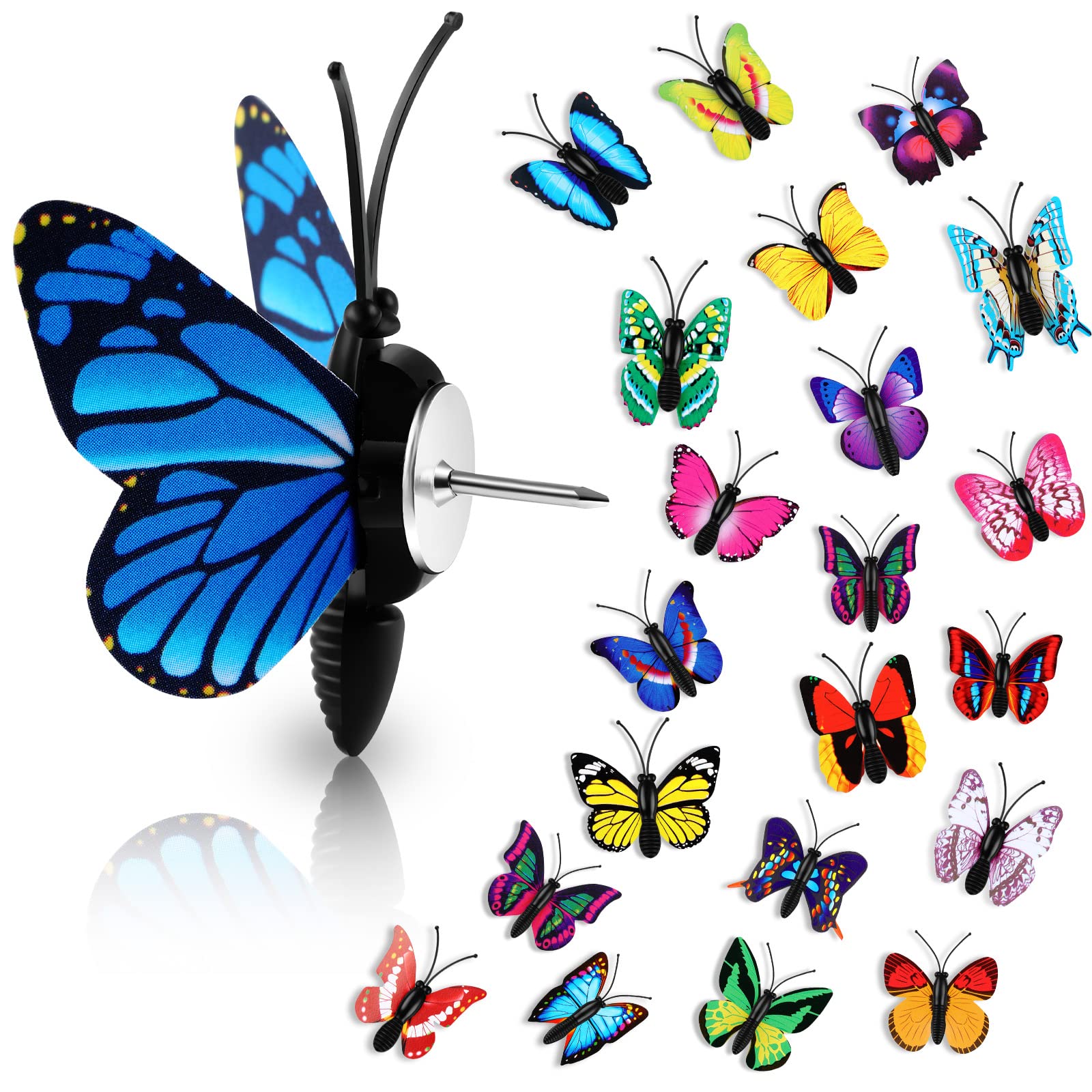 Colorful Butterfly Push Pins - 60 Pack Decorative Thumb Tacks for Photo Walls, Cork Boards & Bulletin Boards | Cute Home & Office Decor for DIY Projects, School Displays & Party Decorations