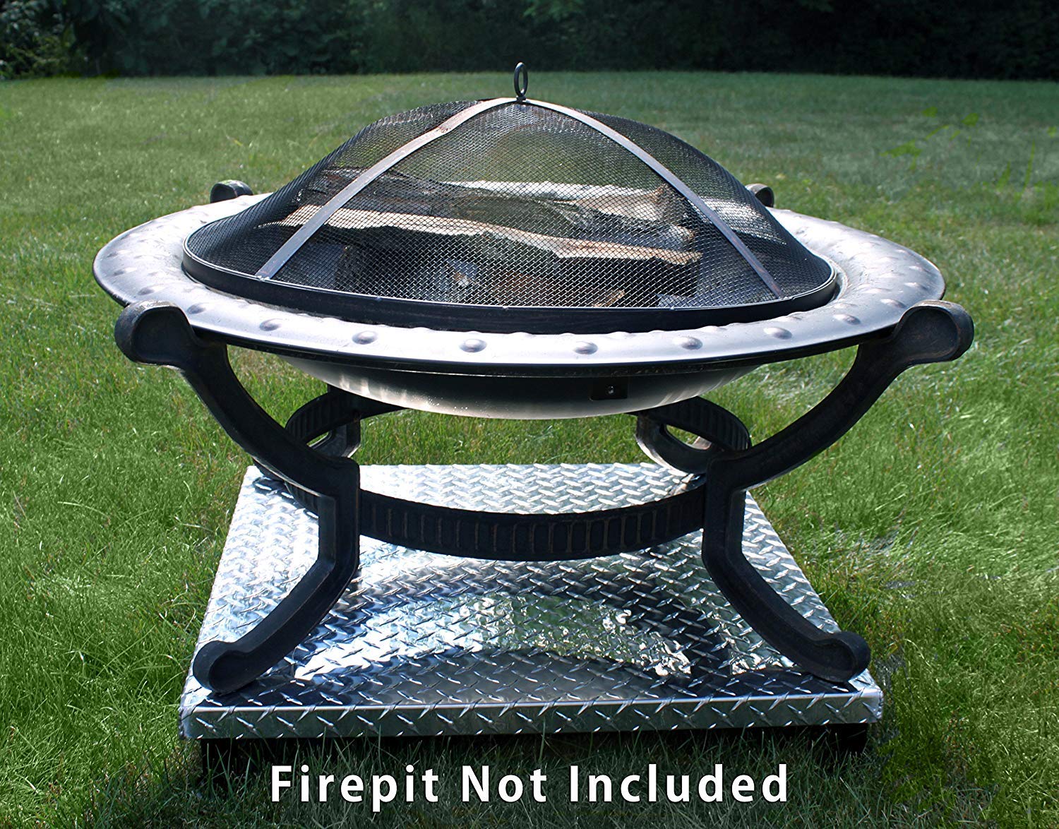 Deck Defender & Grass Guard - Fire Pit Base & Heat Shield - Polished Metal Fireproof Pad for Under Fire Pit - Heat Resistant Protector for Deck, Grass, Patio - Protect Surfaces from Heat Damage - Perfect for Backyard, Camping & Outdoor Gatherings