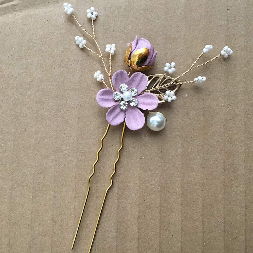 NUOBESTY 4Pcs Rhinestone Crystal Floral Wedding Hair Comb Set - Bridal Hair Clips & Pins for Bride, Prom, Party Accessories (Purple) | Perfect for Weddings, Bridal Showers, Formal Events & Special Occasions