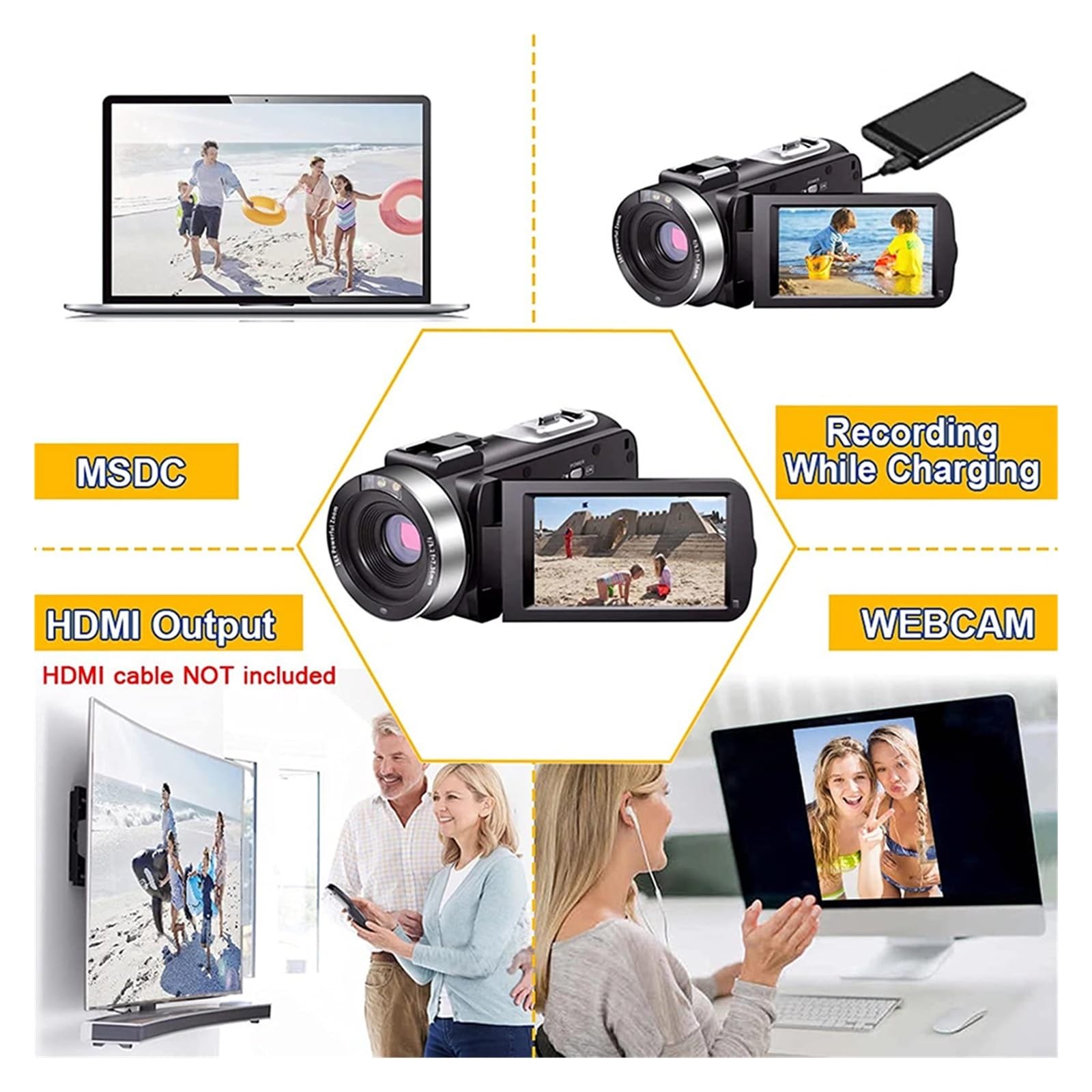 2K Night Vision Video Camera with 16X Zoom & Infrared - 30MP 2.7K Portable Digital Camcorder for Vlogging, Live Streaming (Includes 128G SD Card, Mic, Lens, Light) - Perfect for Travel Vlogs, YouTube Content Creation, and Low-Light Recording