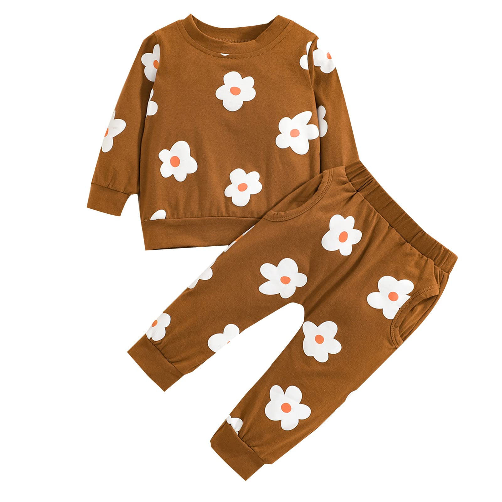Baby Outfits with Headbands - Long Sleeve Flower Print Pullover & Pants Set for Infant Toddler Boys Girls (3 Months) | Perfect for Family Photos, Birthday Parties & Daily Wear