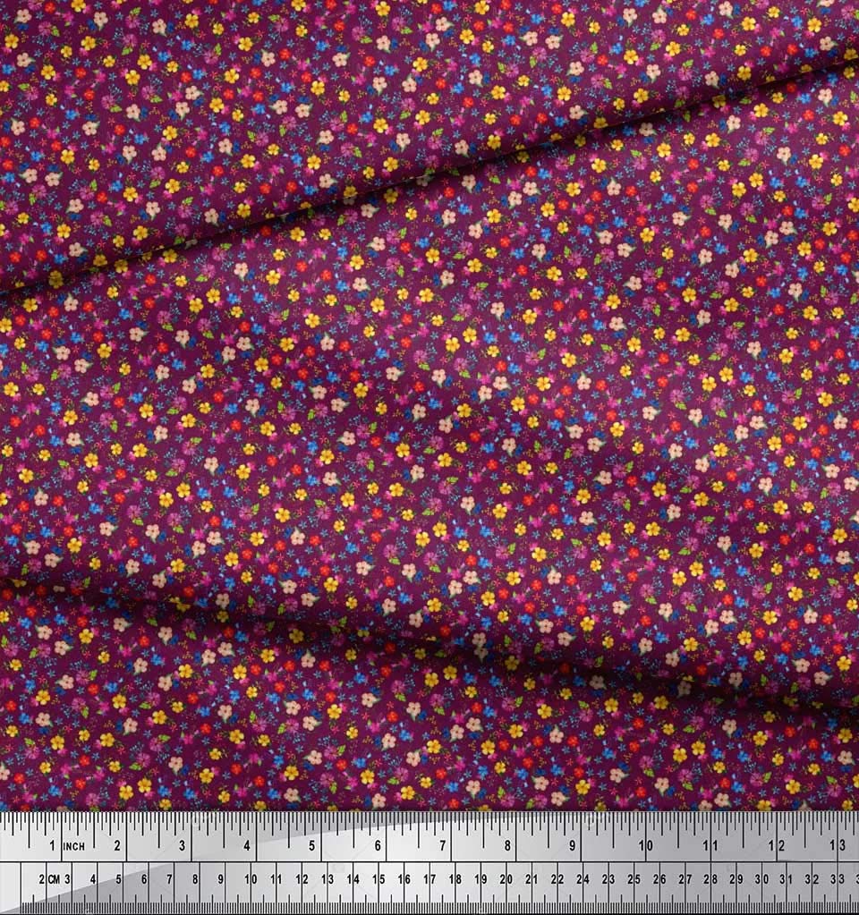 Soimoi 100% Cotton Jersey Pink Fabric by The Yard - 58 Inch Wide - Leaves & Floral Printed Fabric for DIY Clothing, Dresses, Quilting & Home Decor Projects