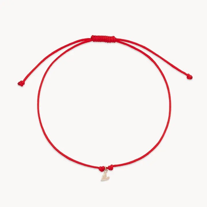 10K Yellow Gold Deep Love Contemplation Cord Bracelet - Red String for Couples, Meditation & Spiritual Connection