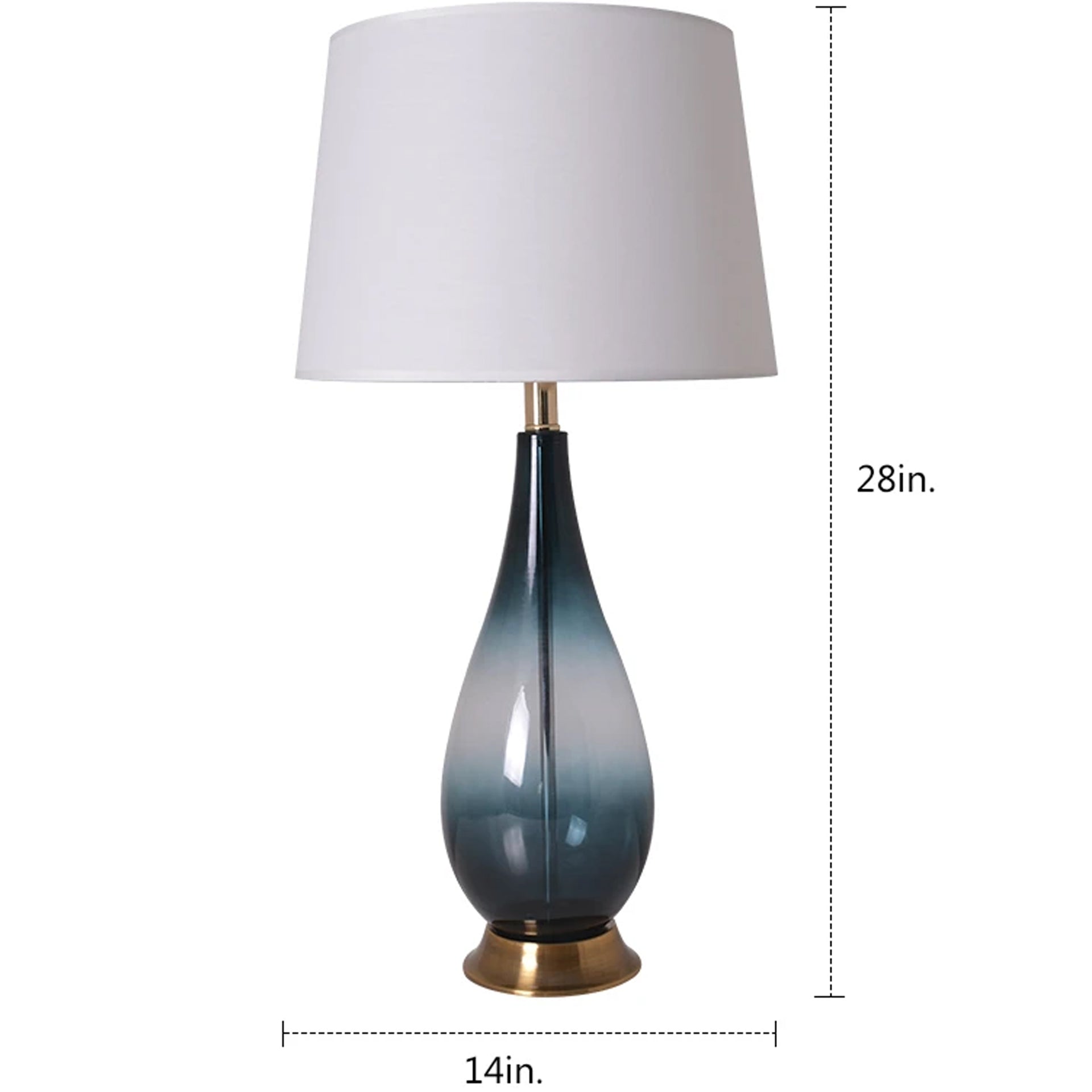 Tulip Ombre Droplet Glass Table Lamp Set of 2 - 28 Inch Deep Green to White Gradient for Living Room, Bedroom & Office Decor