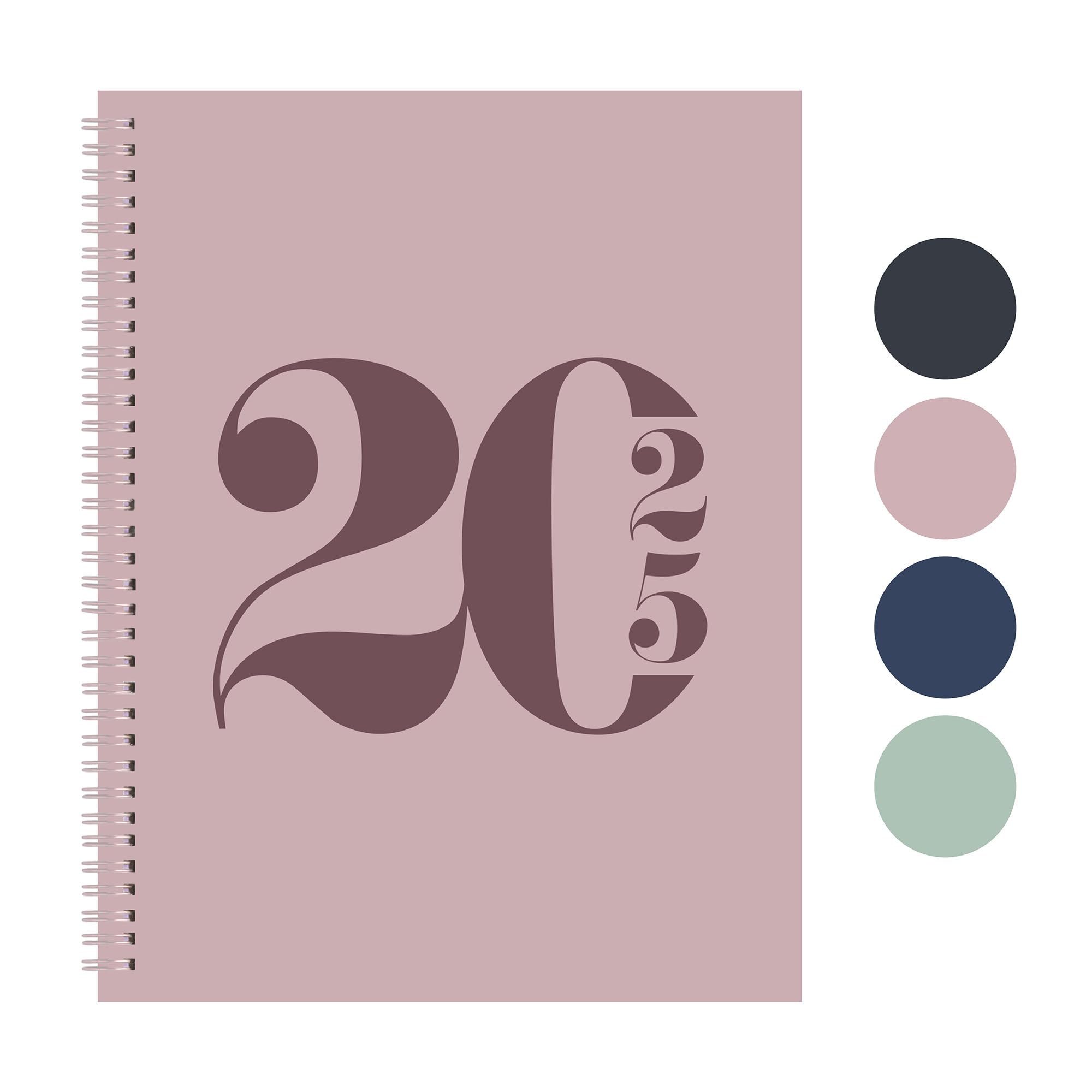 Rileys 2025 Weekly Planner - 8.5 x 11 Inch Pink Typographic Annual & Monthly Agenda Organizer with Flexible Cover, Notes Pages & Twin-Wire Binding - Perfect for Office, School & Personal Productivity Planning