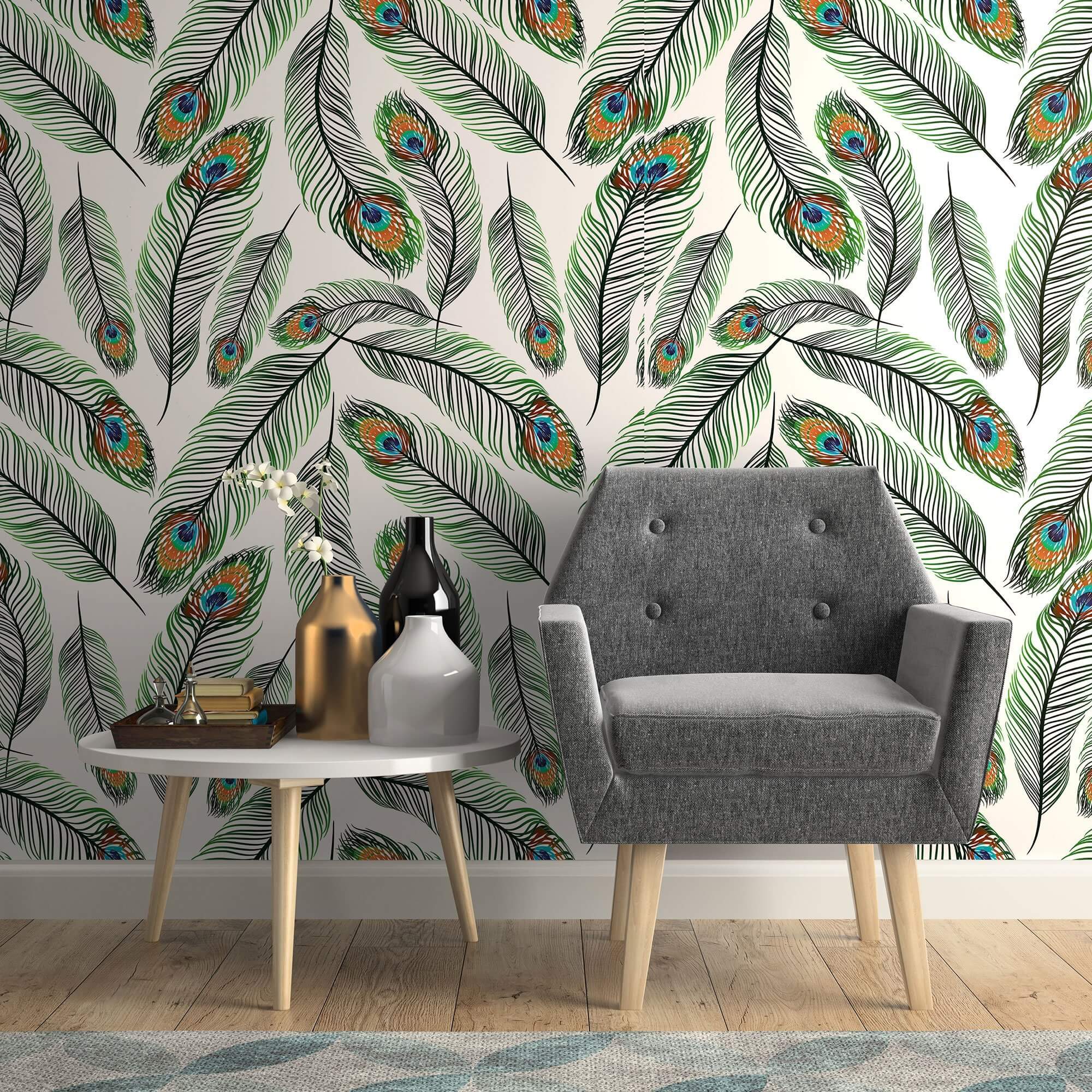 White & Turquoise Bird Animal Peel and Stick Removable Wallpaper - Self-Adhesive Decorative Wall Covering for Bedroom, Nursery, Living Room & Home Decor