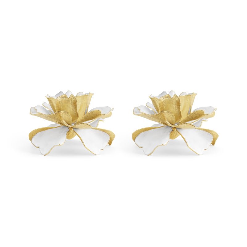 Elegant Gardenia Candle Holders Set of 2 - Perfect for Wedding Decor, Romantic Dinners & Home Aromatherapy
