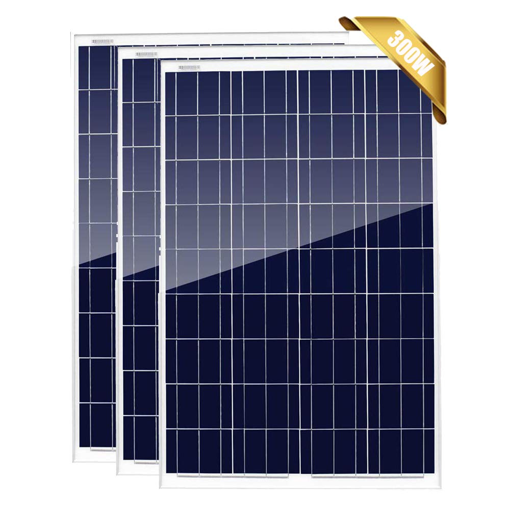Giosolar 300 Watt 12V Polycrystalline Solar Panel Kit (3 Pack) - High Efficiency Photovoltaic Modules for 12V/24V Battery Charging - Perfect for RV, Camper Van, Boat, Marine & Off-Grid Power Systems