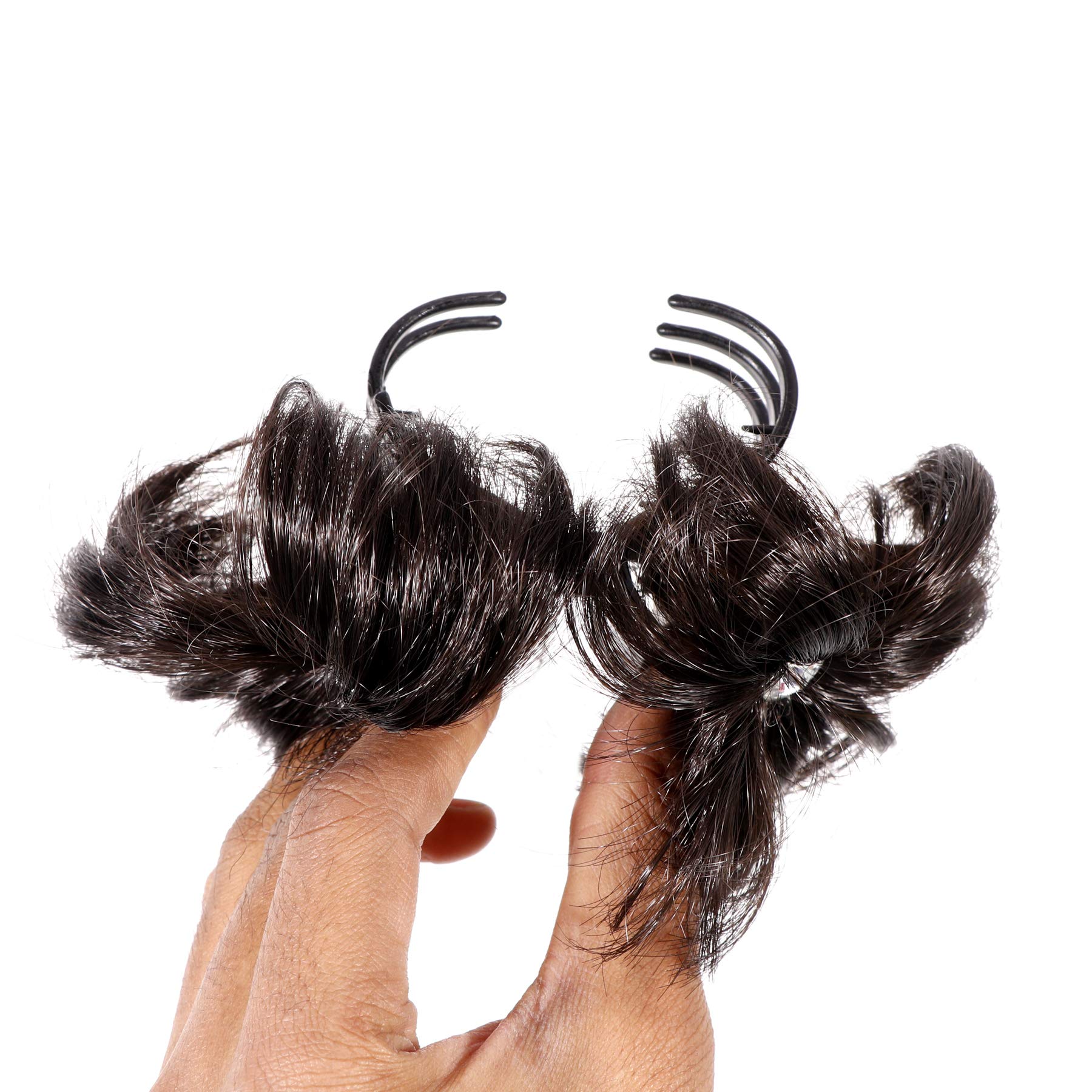 NAVMAV Claw Clip for Messy Bun - Wavy Curly Hair Clip for Ponytail & Updo | Hair Extensions for Women (Black, 10