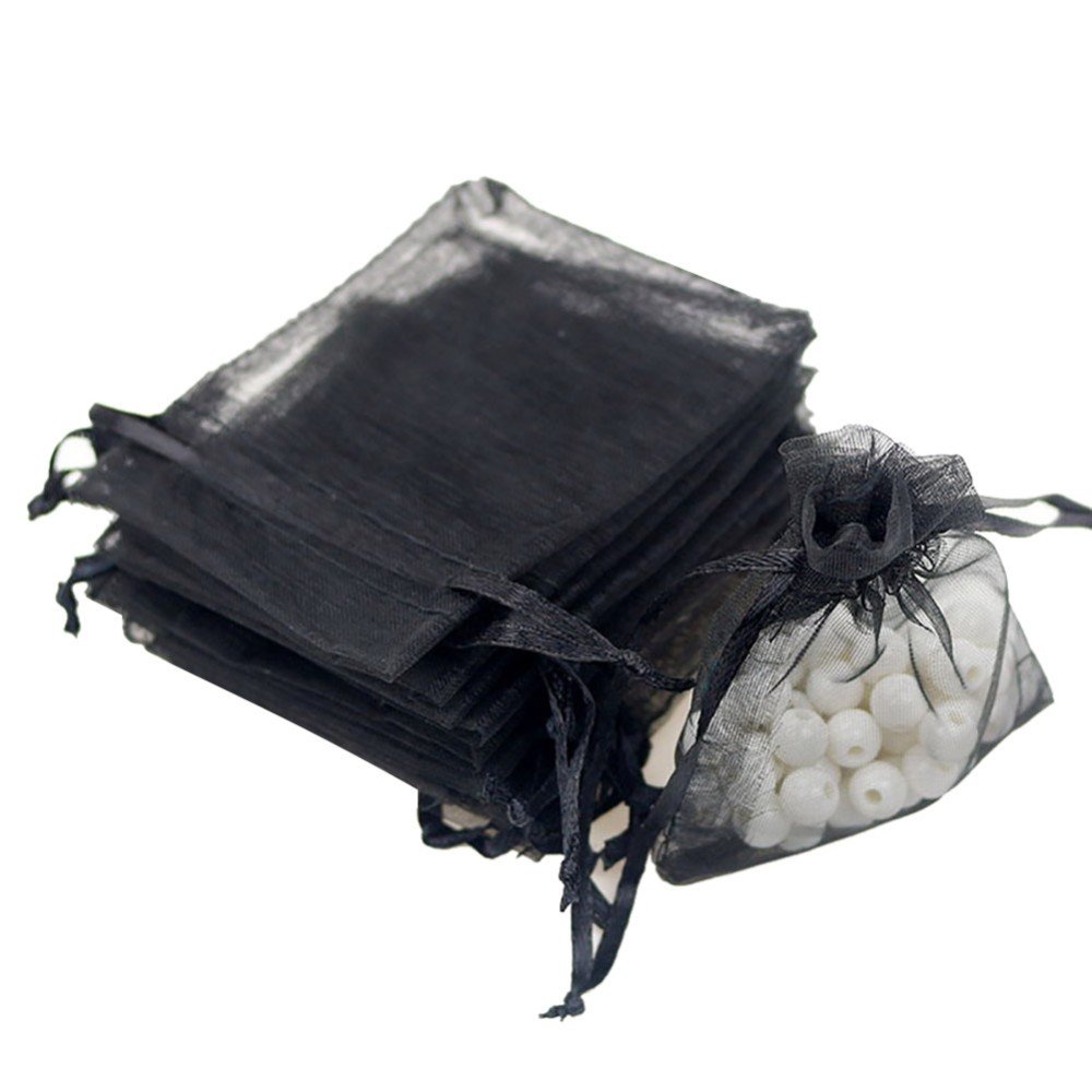 100Pcs Black Organza Bags 3.54