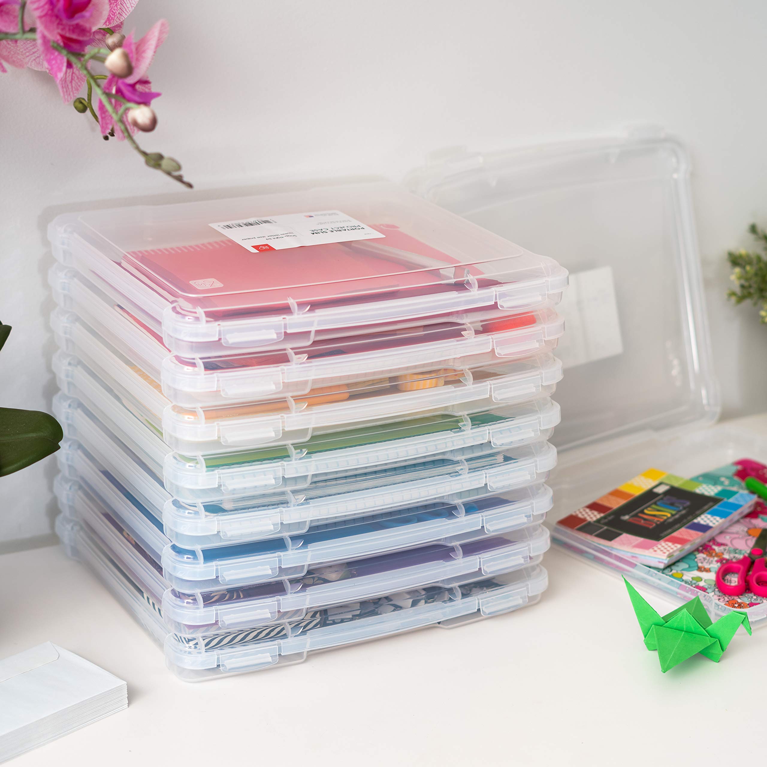 IRIS USA Board Game Storage Organizer - 10-Pack Clear Plastic Project Case Box with Snap-Tight Latch, Fits 8.5x11 & A4 Papers, Puzzle Magazine Craft Art Supplies Storage - Perfect for Travel, School & Office Organization