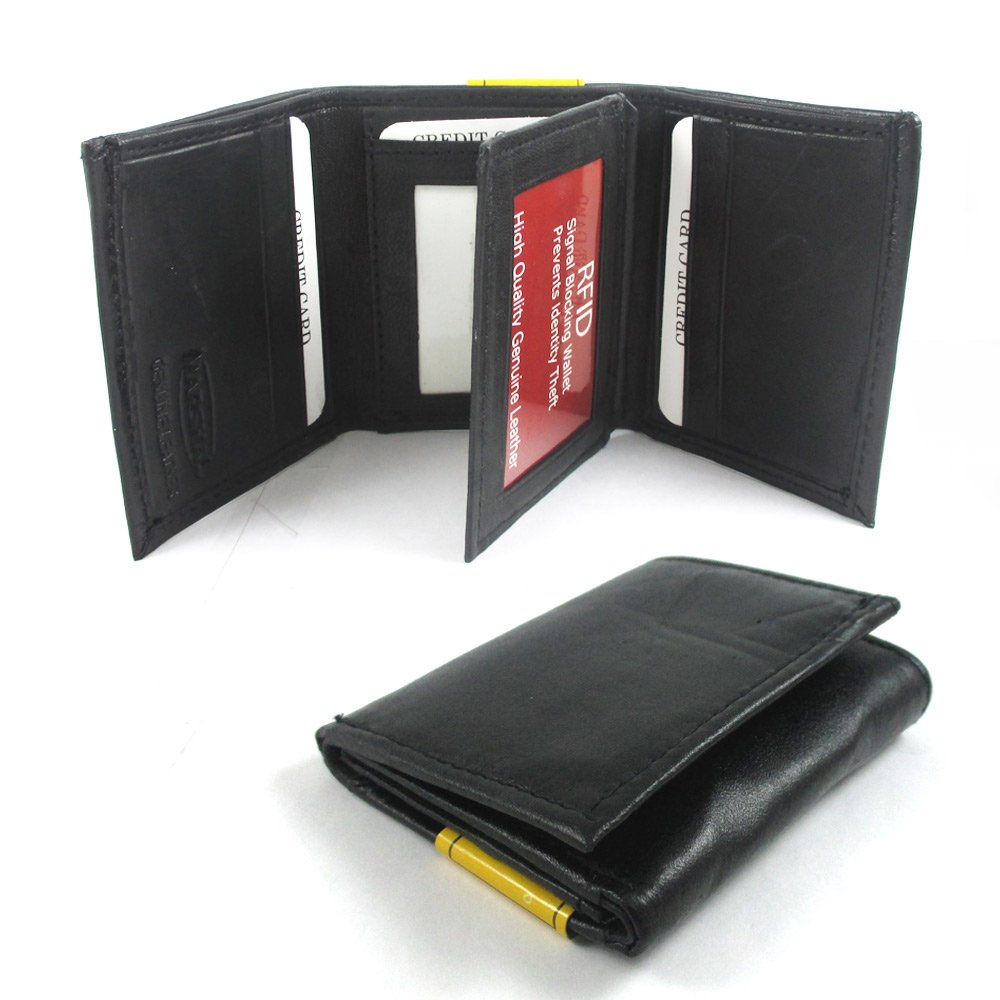 Genuine Leather Slim RFID Blocking Trifold Wallet for Men with ID Window - Perfect for Everyday Carry, Travel & Business Use