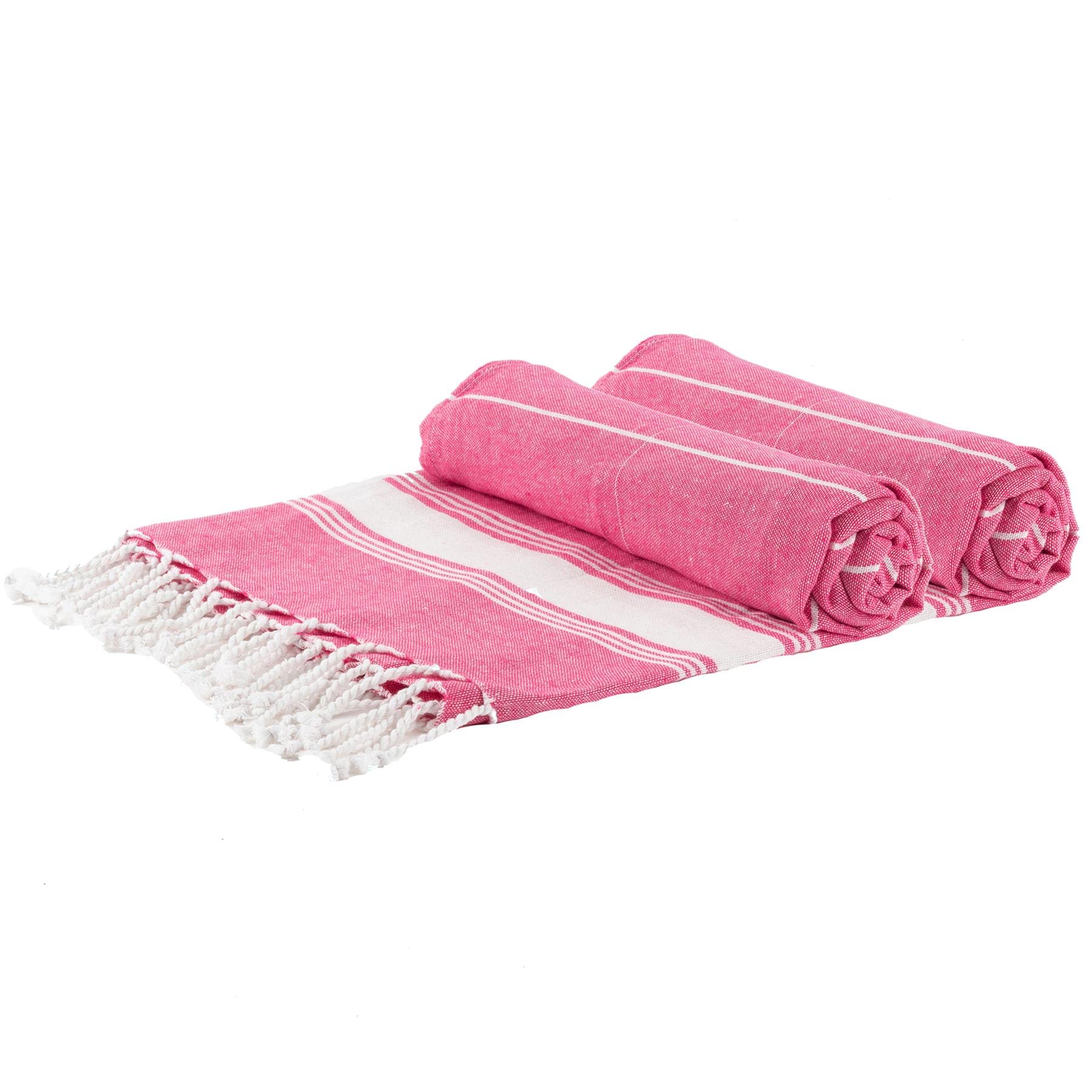 Premium 100% Turkish Cotton Towel Set - Soft & Absorbent Bath, Beach & Gym Towels (2-Pack, Pink) | Ideal for Spa, Sauna, Yoga & Hammam Luxury