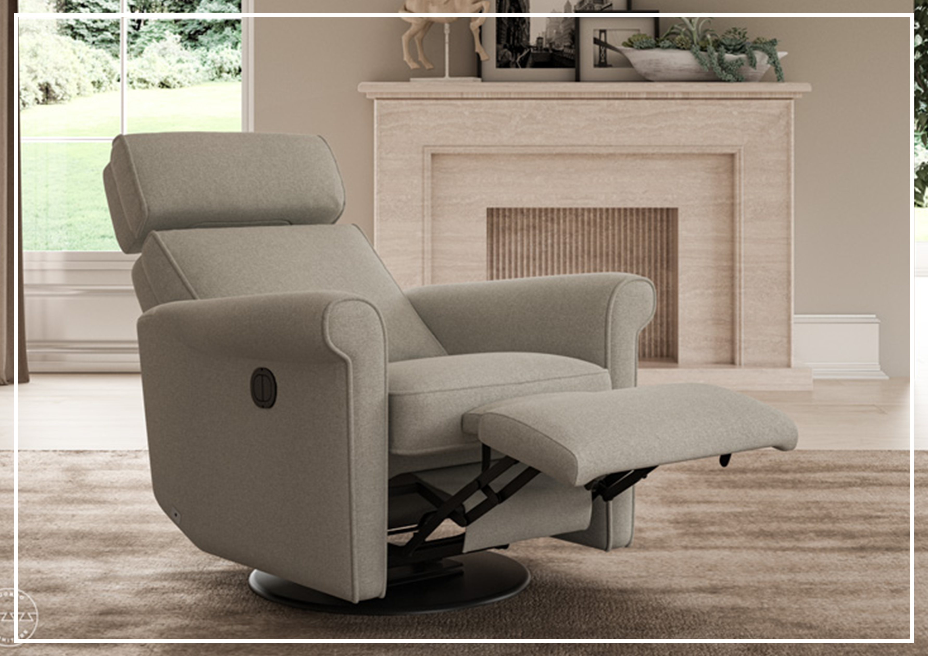 Luonto Rolled Fabric Power Recliner Chair with Adjustable Headrest - Comfortable Electric Reclining Sofa for Living Room, Home Theater & Relaxation - Perfect for Movie Nights, Gaming & Napping