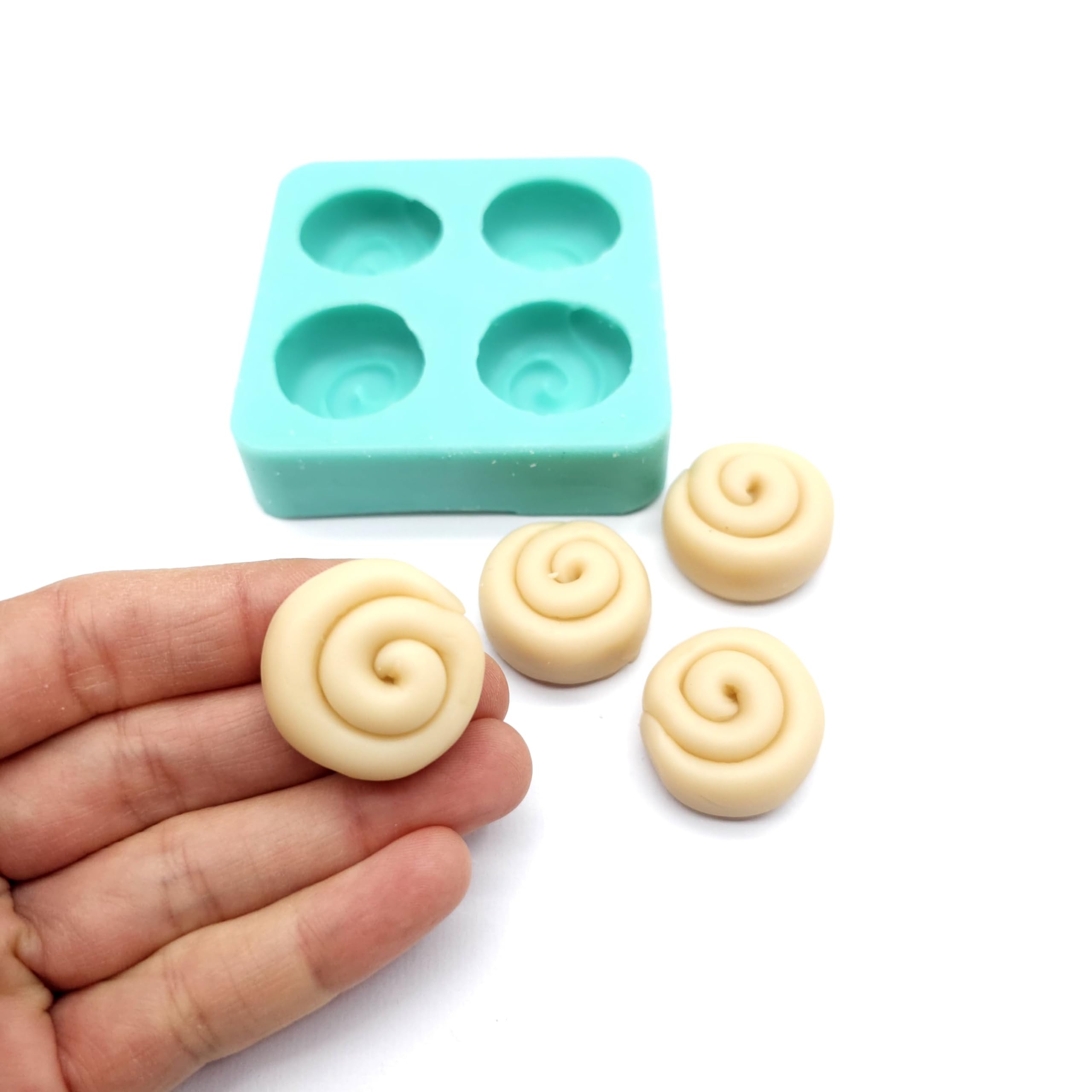 1 Inch Mini Cinnamon Roll Silicone Mold - 4 Cavity Wax Melts, Soap & Candle Making Mold for Baking, DIY Crafts - Perfect for Homemade Desserts, Party Favors and Gift Making (Model D: NC027)