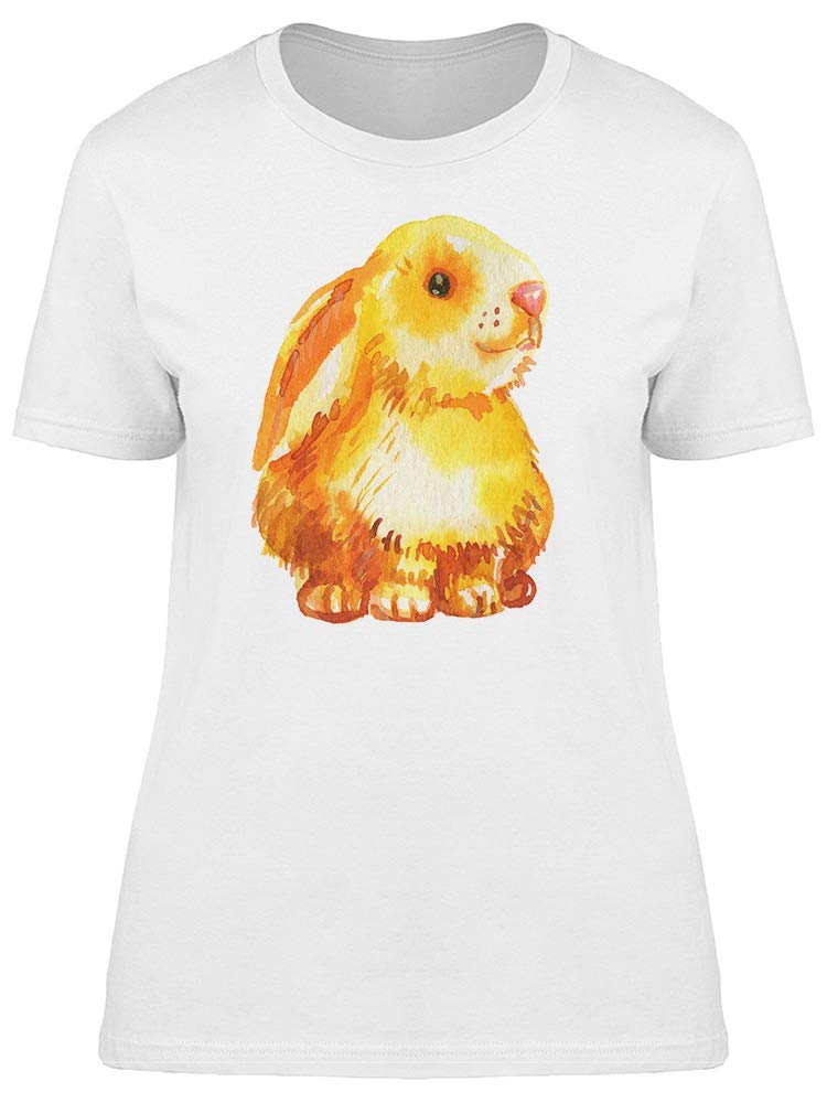 Smartprints Cute Watercolor Bunny Print T-Shirt for Women - Soft Cotton White Tee - Perfect for Casual Wear, Spring Outfits & Bunny Lovers