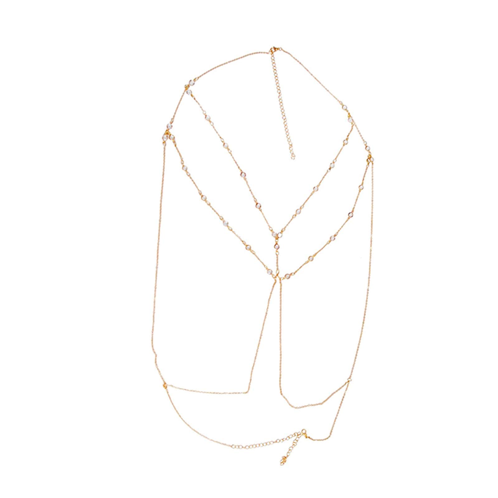 Sexy Rhinestone Body Chain Jewelry for Women - Luxury Shiny Beaded Bikini Bra Chain, Cross Design Summer Beach Accessories | Perfect for Pool Parties, Music Festivals & Vacation Photos