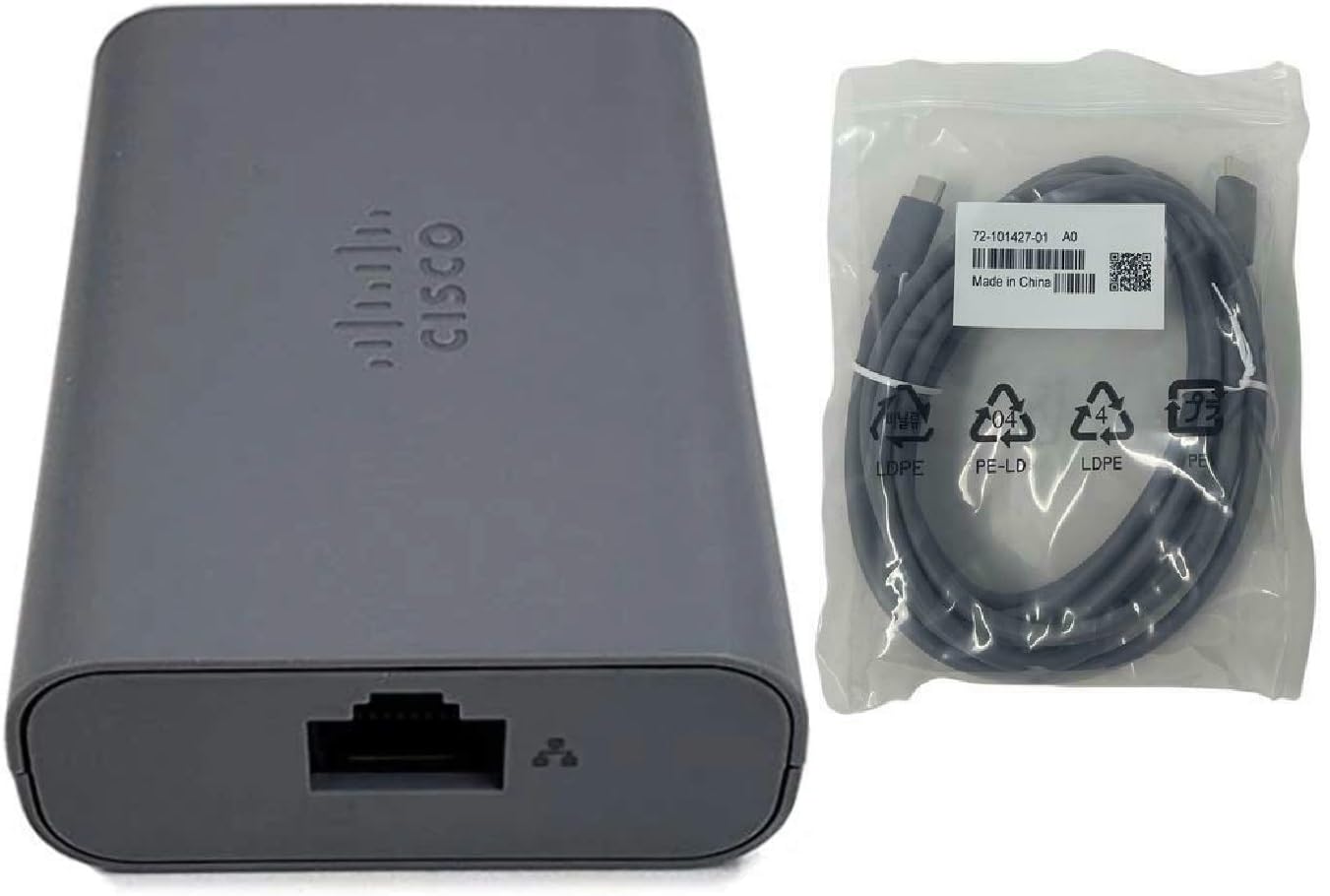 Original Cisco CP-8832-POE PoE Injector & USB-C Cable - Compatible with CP-8832, 8832NR, CP-8832-K9, CP-8832-NR-K9 IP Conference Phones - Power Over Ethernet Adapter for Office VoIP Phones & Conference Room Setup