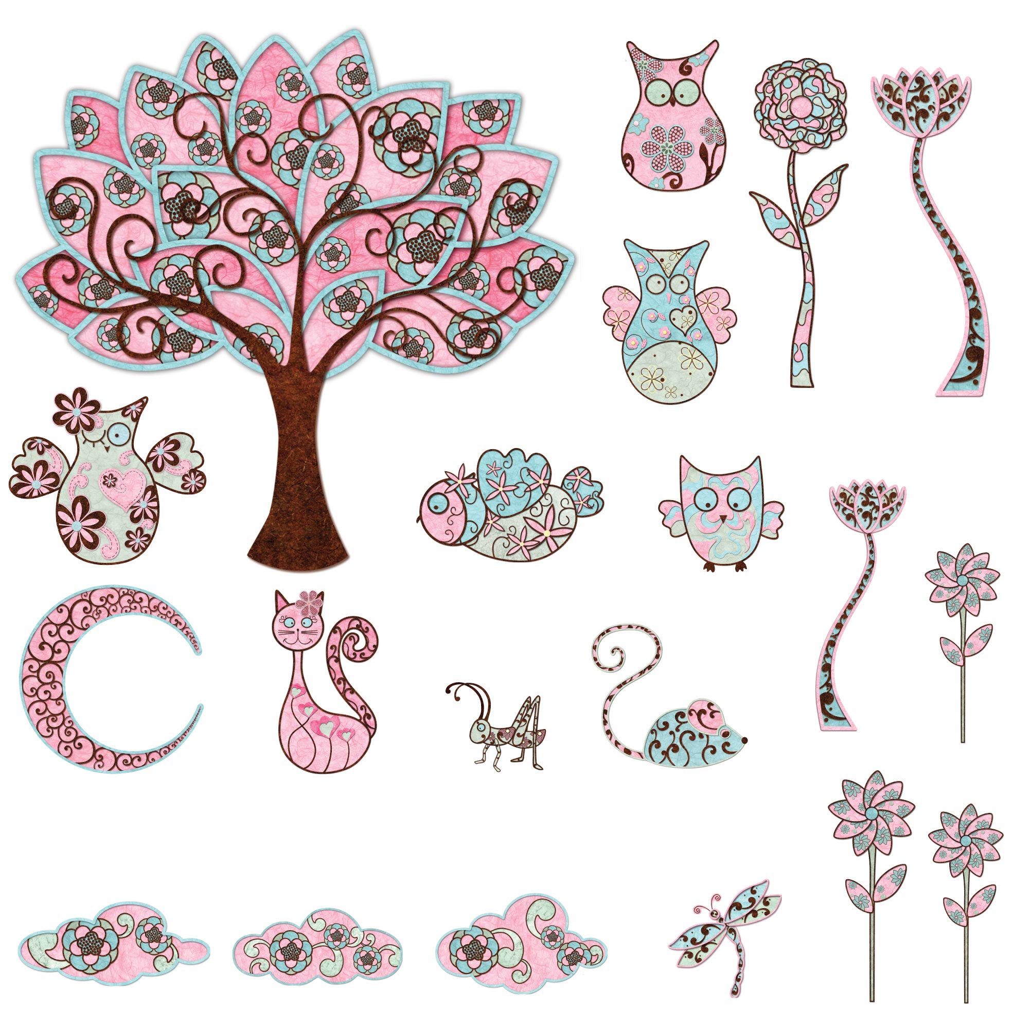 My Wonderful Walls Owl Wall Stickers for Girls Room - Easy Peel & Stick Owl Wall Decals & Mural - Perfect for Nursery, Bedroom Decor & Kids Playroom