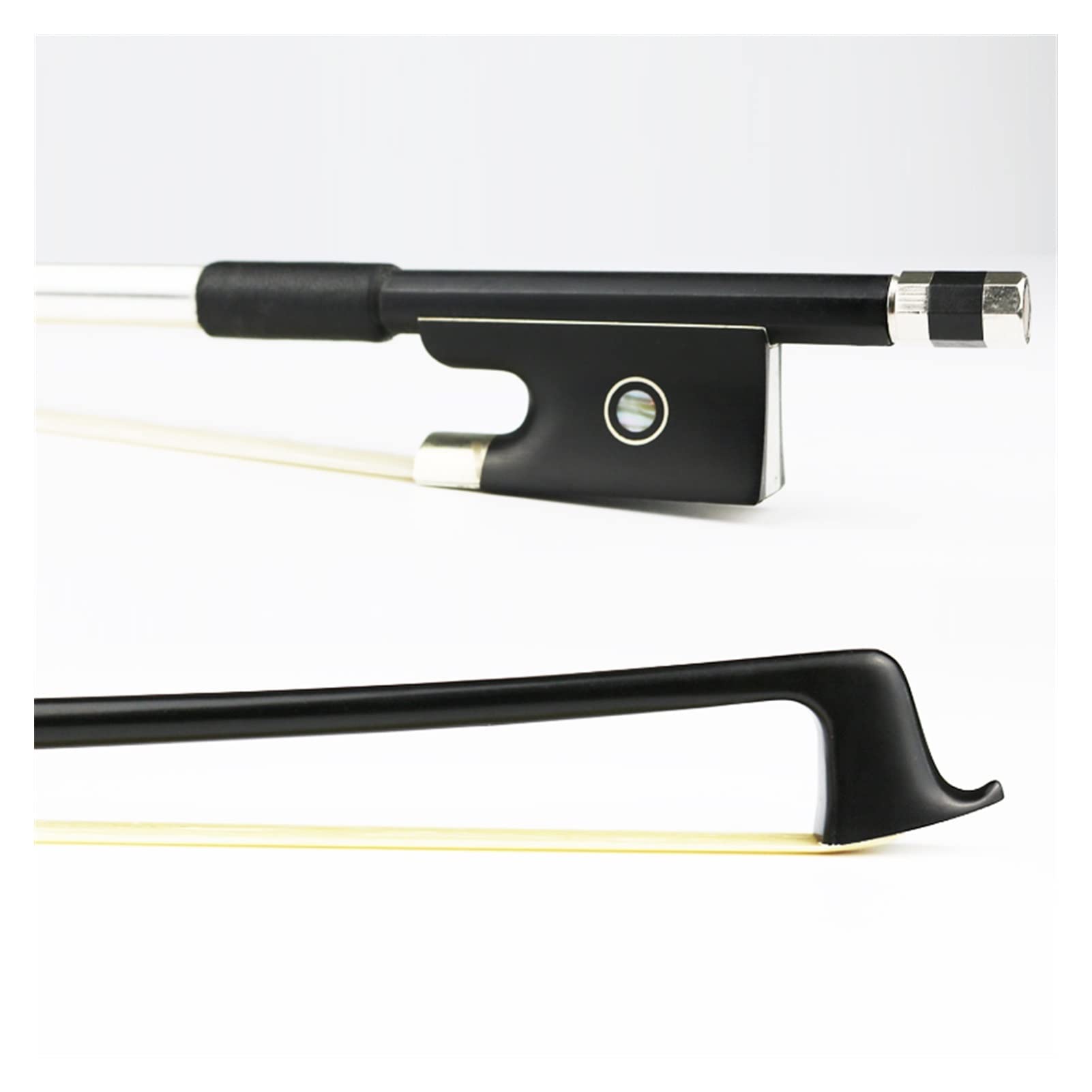 Premium Black Carbon Fiber Violin Bow 1/2 Size with Natural Mongolian Horsehair & Ebony Frog - Professional Violin Accessories for Students, Performances & Practice