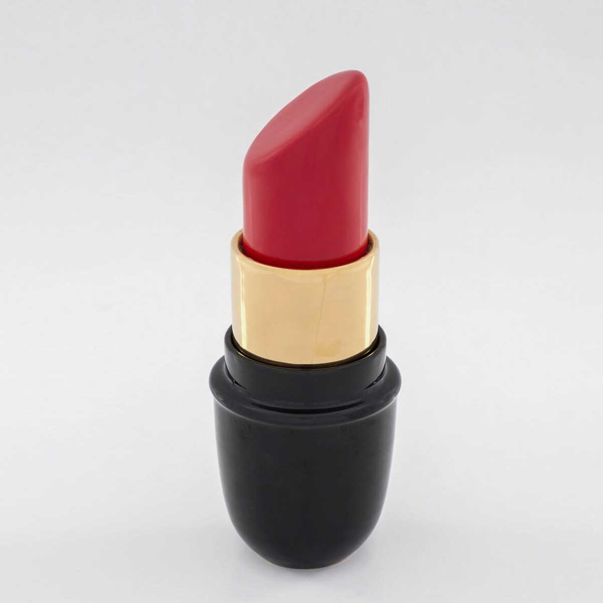 Hand-Painted Enameled Terracotta Lipstick Sculpture - Unique Home Decor & Gift for Makeup Lovers - Perfect for Vanity Table, Bathroom Decor, or Office Desk Accessory