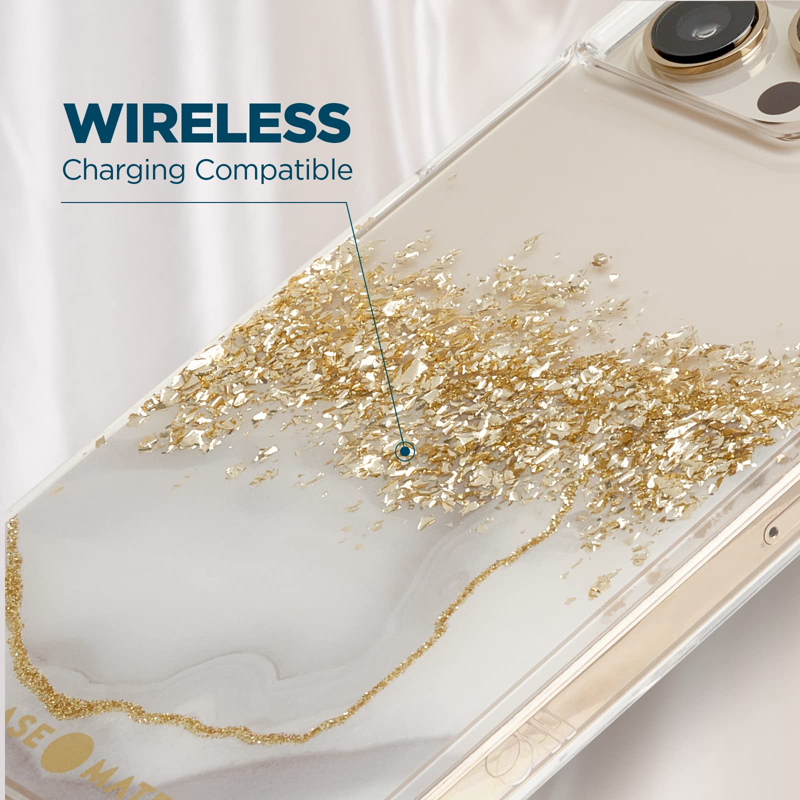 Case-Mate iPhone 13 Pro Max Case for Women - 10ft Drop Protection & Wireless Charging | Luxury Marble Bling Glitter Phone Cover with Shock Absorption & Anti-Scratch | Perfect for Everyday Use, Work & Travel