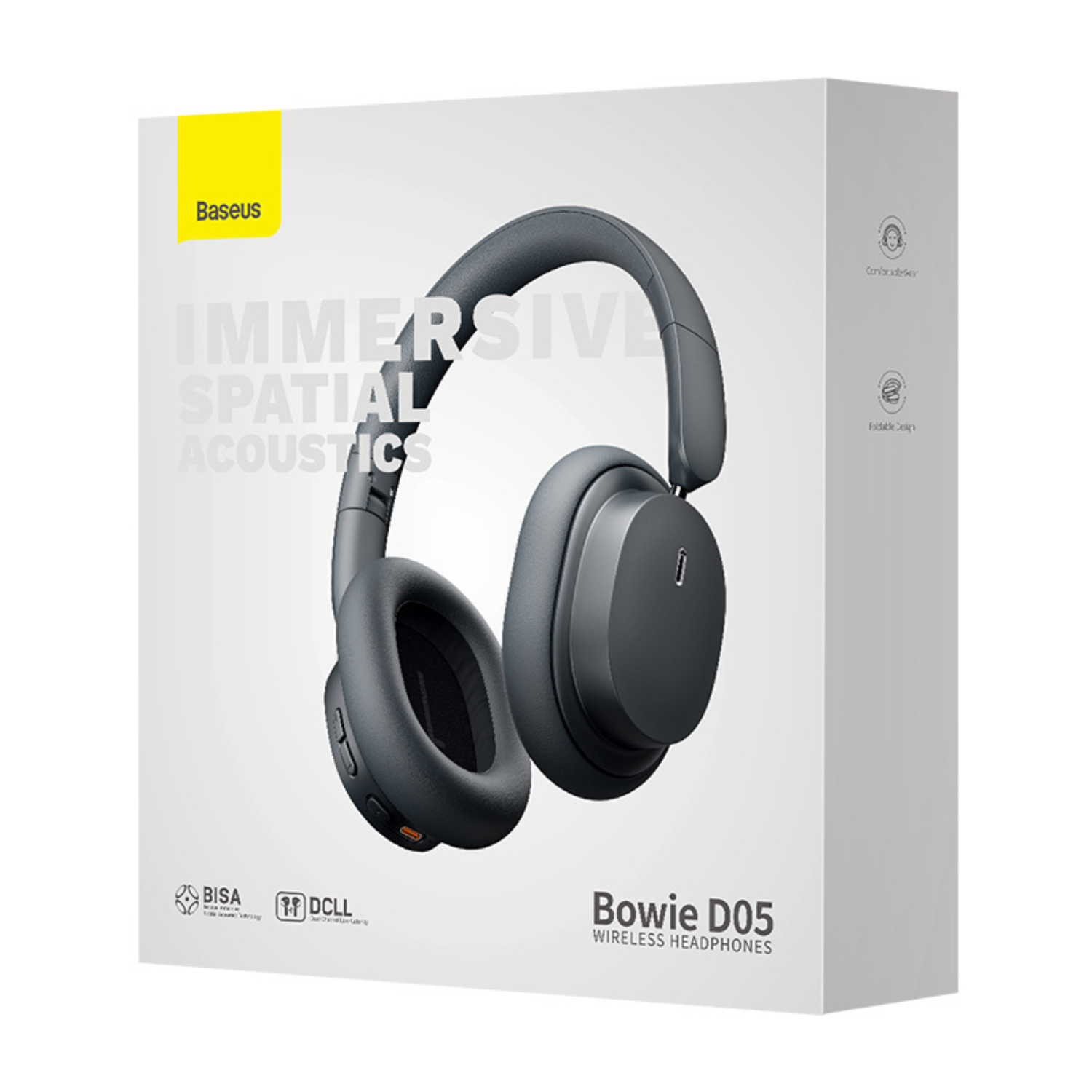 Baseus Bowie D05 Wireless Headphones - Bluetooth 5.0, Hi-Fi Stereo Sound, 30H Playtime, Lightweight Over-Ear Design (Gray) - Perfect for Work, Travel & Gaming