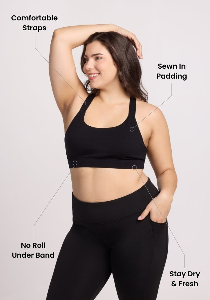 Livi Bra - Comfortable Wireless Bralette for Women, Soft Breathable Fabric, Seamless Design - Perfect for Yoga, Lounge & Everyday Wear - Black