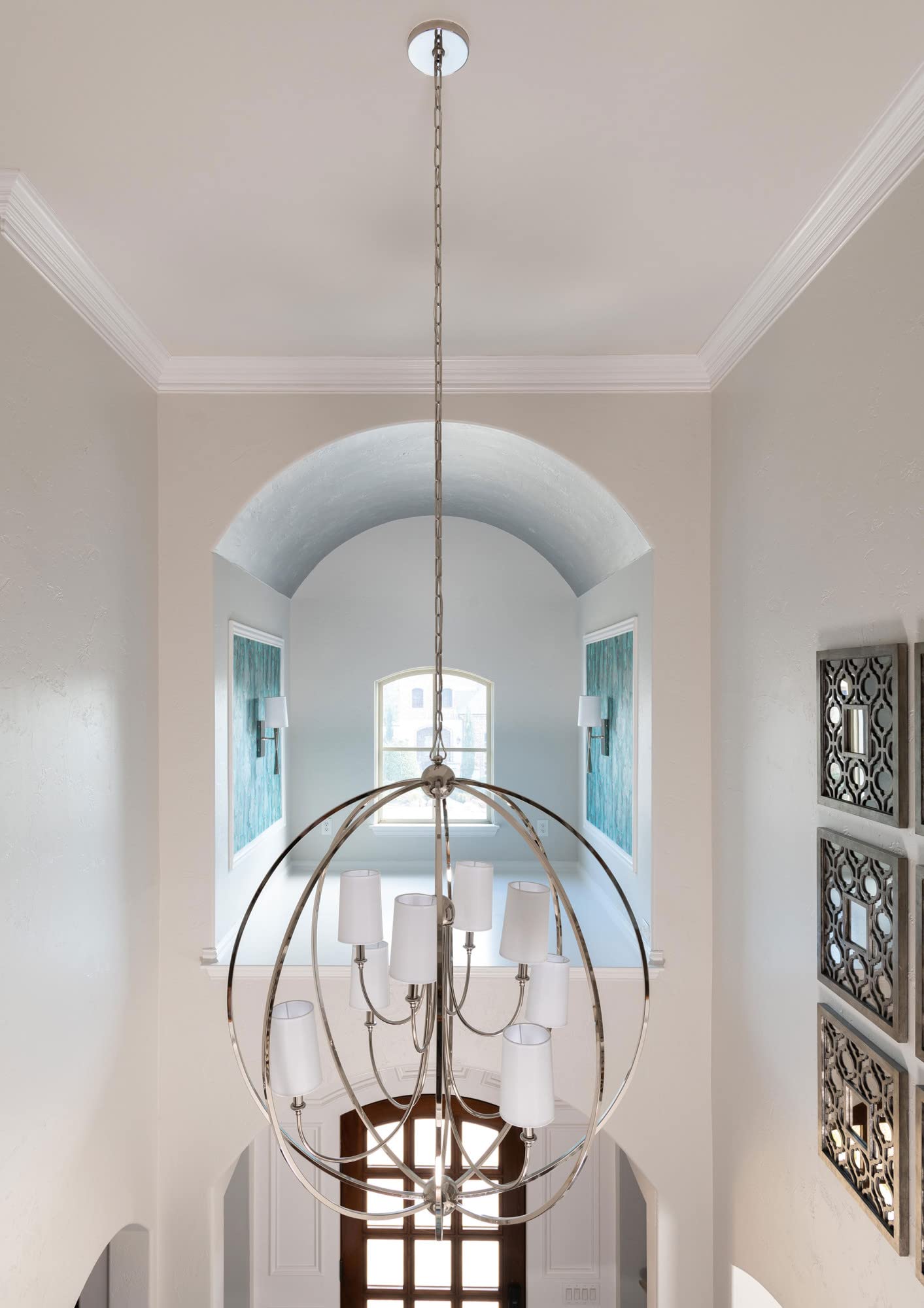 Crystorama Libby Langdon Sylvan 8-Light Polished Nickel Chandelier - Elegant Dining Room Lighting Fixture for Modern Home Decor