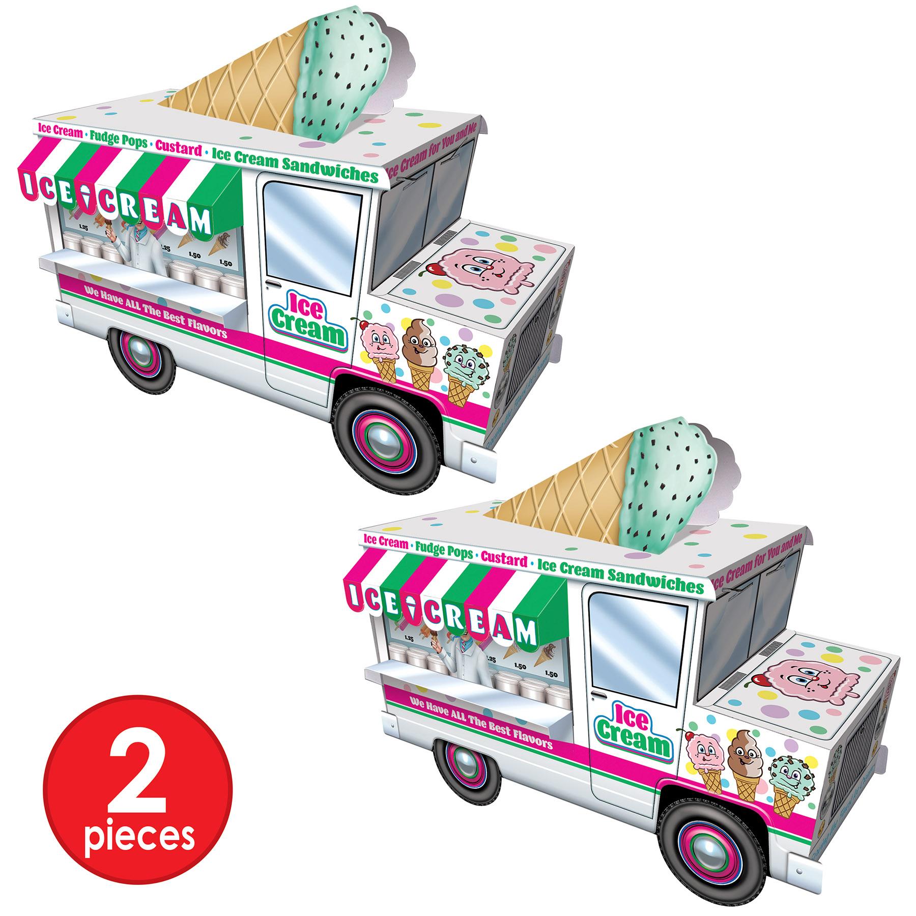 12 Pack Beistle 3D Ice Cream Truck Party Centerpieces - Fun Summer Birthday Decorations for Kids, Ice Cream Socials & Carnival Themed Parties