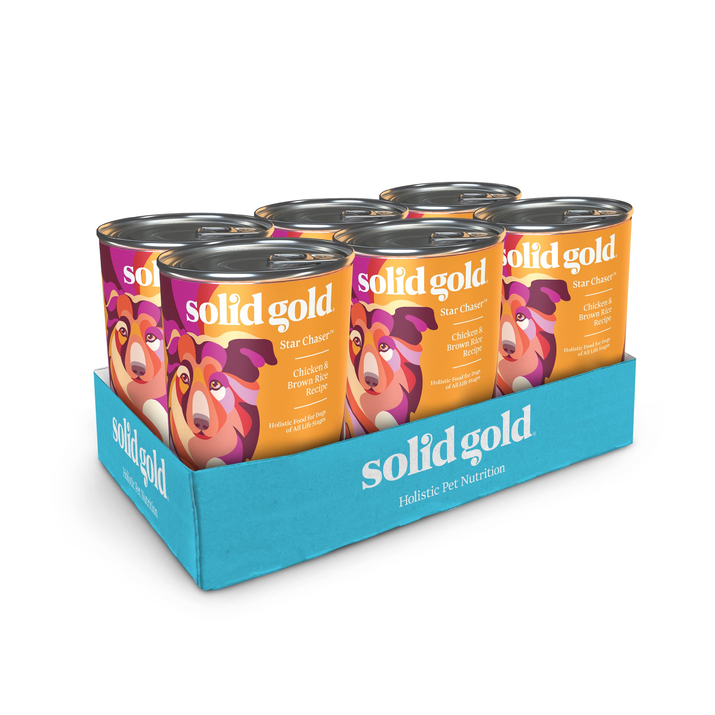 Premium Solid Gold Canned Dog Food for Adult & Senior Dogs - High Protein Real Chicken Recipe with Whole Grains - Star Chaser High-Calorie Wet Dog Food for Healthy Digestion & Immune System Support - Ideal for Picky Eaters, Weight Management & Daily Nutrition Boost