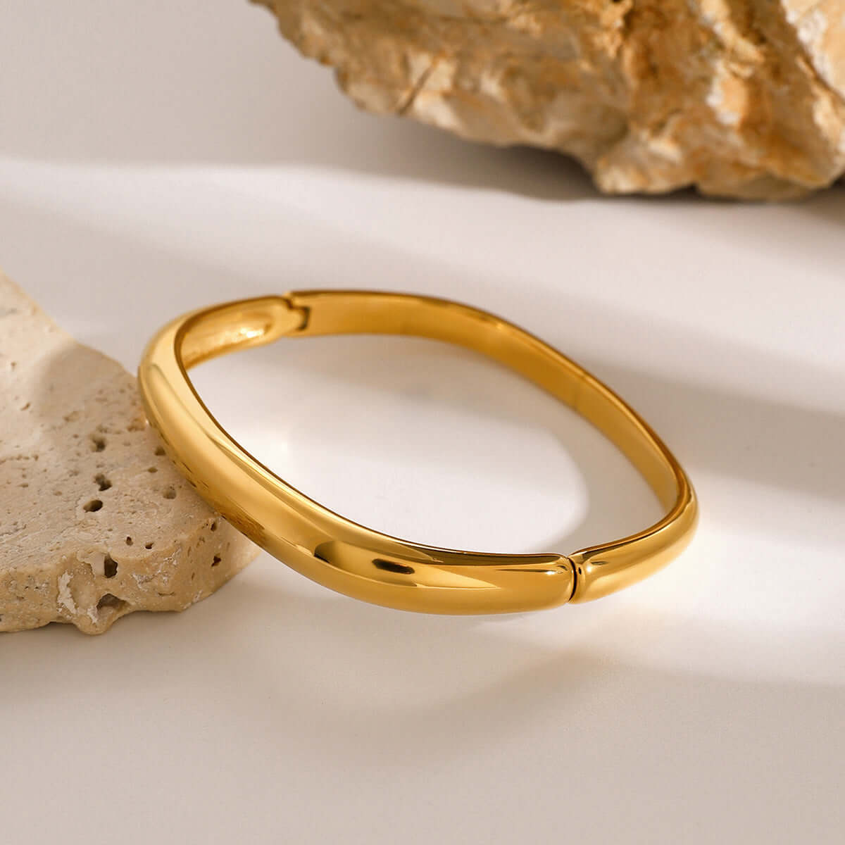 Minimalist Square Plain Buckle Bangle Bracelet for Women - Simple Elegant Gold Silver Jewelry Gift | JDB033 | Perfect for Everyday Wear, Office & Special Occasions