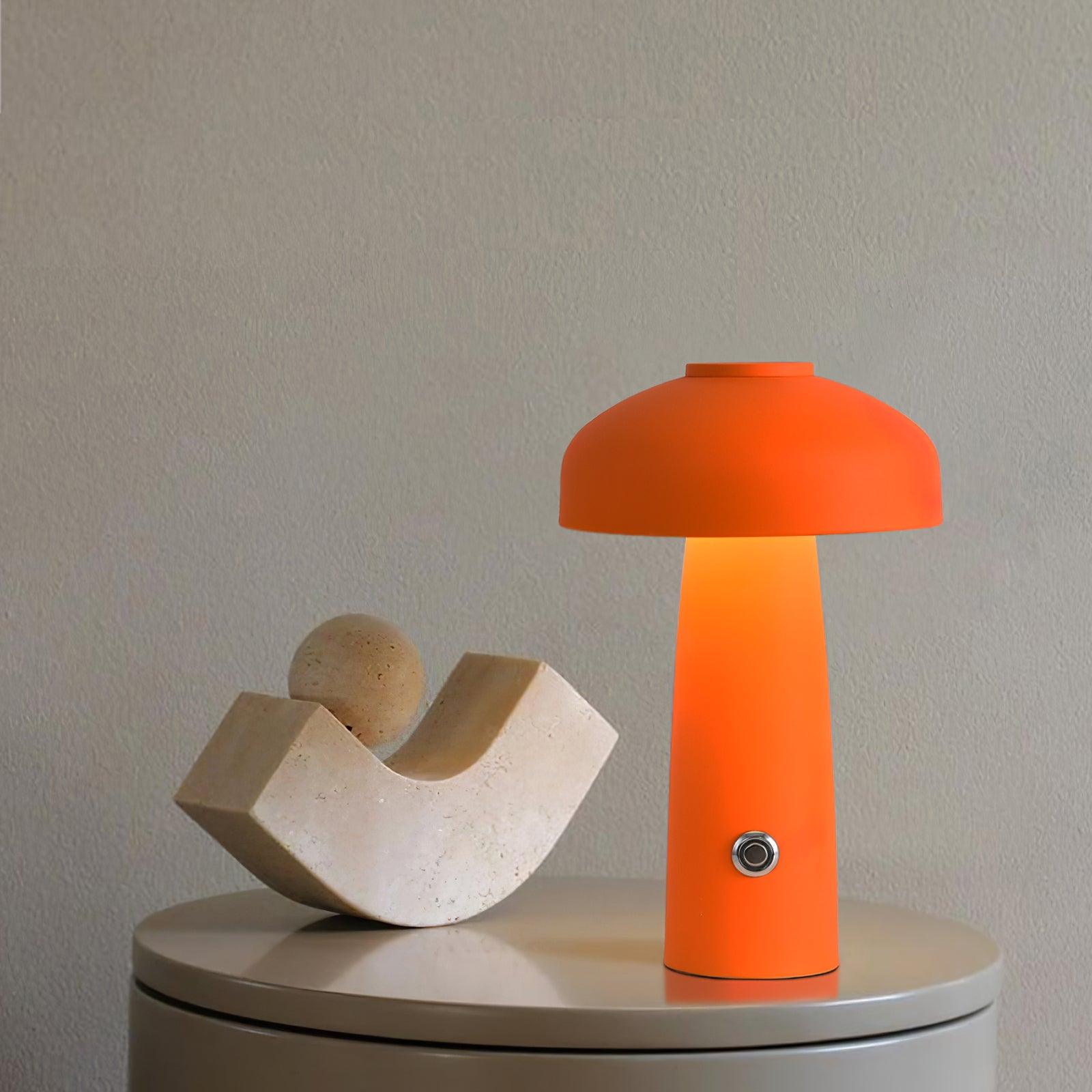 Leon Mushroom Table Lamp with Built-in Battery - Portable Night Light for Bedroom, Nursery, and Living Room Decor