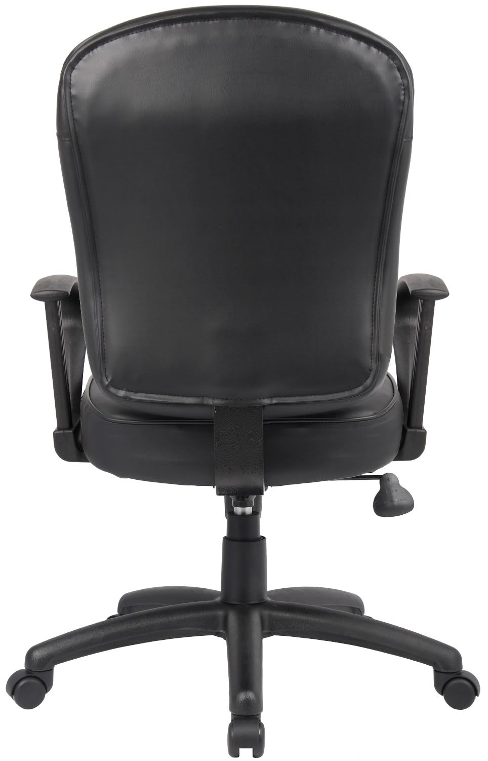 Premium Black Leather Task Chair with Loop Arms - Ergonomic Office Chair for Home & Business Workspaces