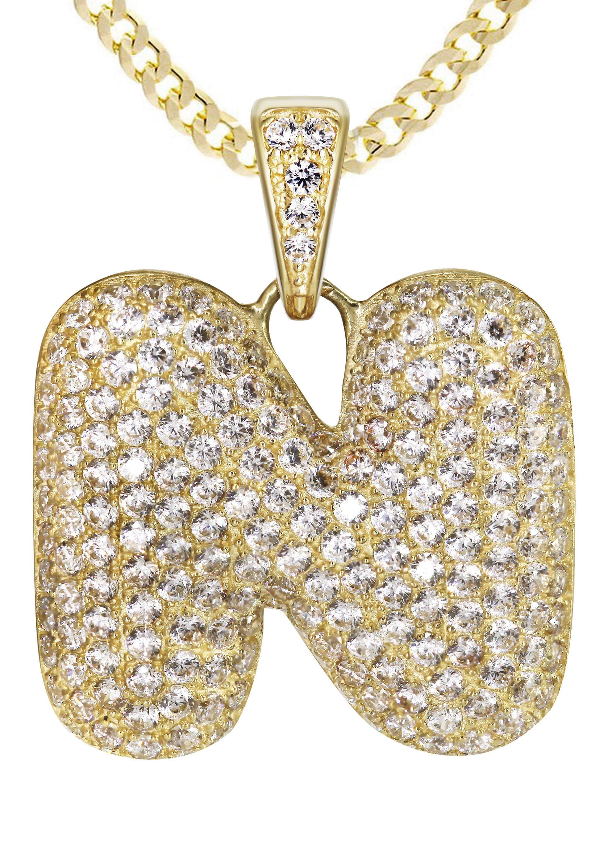 10K Yellow Gold Bubble Letter N CZ Necklace for Women - 15.5 Grams Dainty Initial Pendant Jewelry Gift for Birthday, Anniversary & Valentine's Day | Perfect for Everyday Wear & Special Occasions