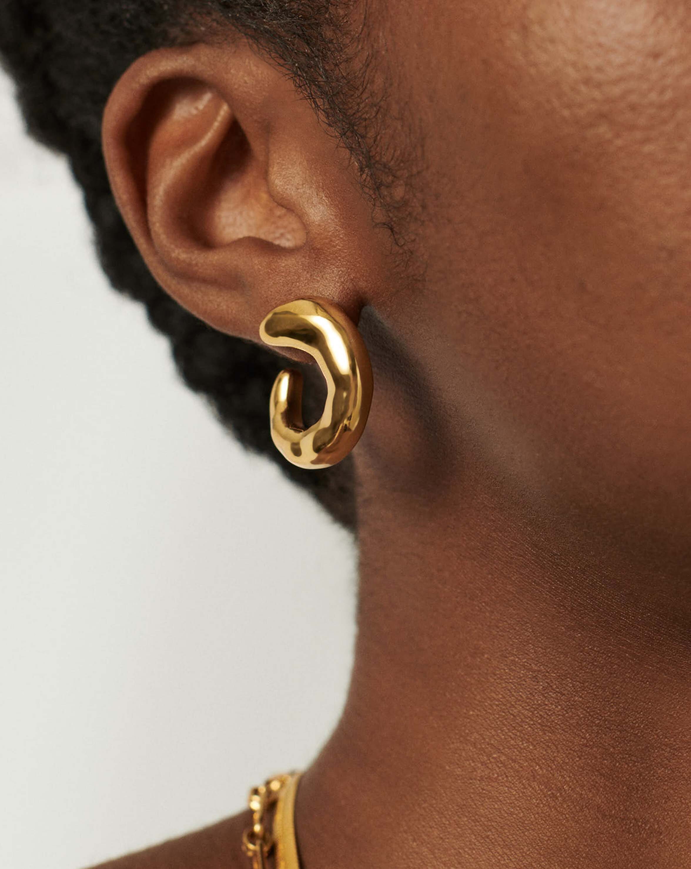 Molten Large Open Stud Earrings - 18k Gold Plated Hoop Earrings for Women | Trendy Minimalist Jewelry for Everyday Wear & Special Occasions