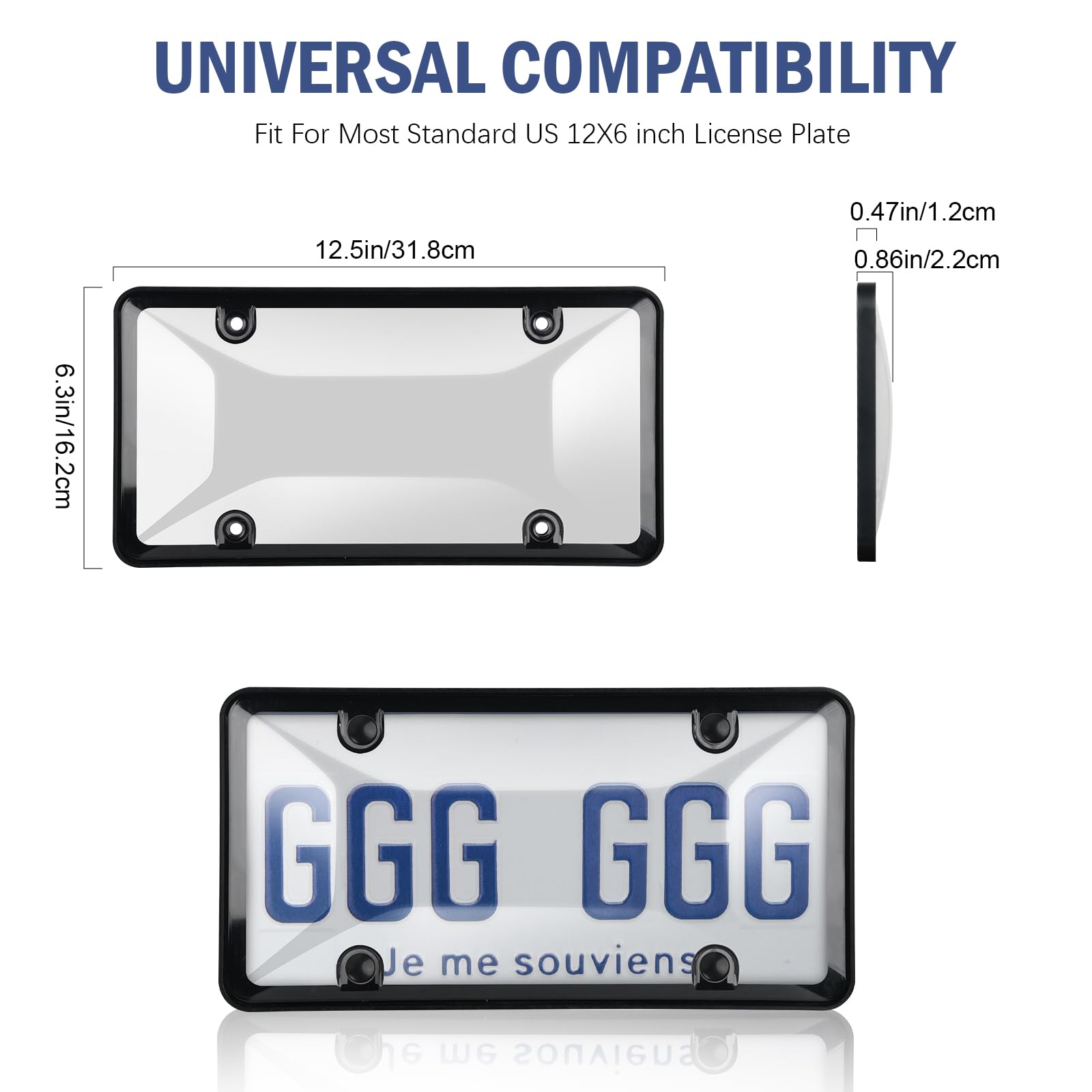 2 Pack Black License Plate Covers & Frames Combo with Screw Caps - Universal Plastic Car Accessories for Most Vehicles | Front/Rear License Plate Protector for Cars, Trucks & SUVs