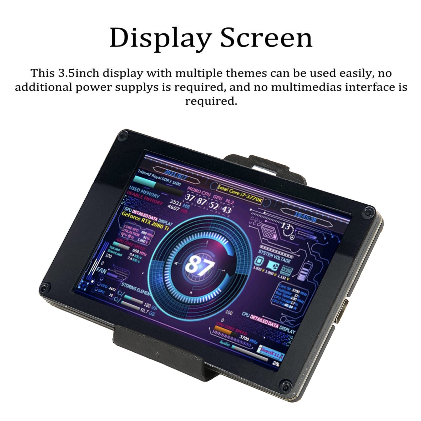 3.5 Inch USB Mini PC Temperature Monitor - Real-Time CPU/GPU Temp Display with Data Screen for Gaming PC & Workstation | Perfect for Overclocking, Streaming & System Monitoring