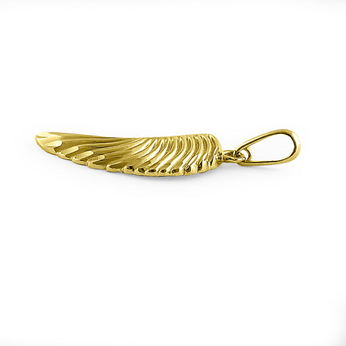 14K Solid Yellow Gold Angel Wing Pendant Necklace - Elegant Religious Jewelry Gift for Women, Perfect for Baptism, Confirmation & Special Occasions