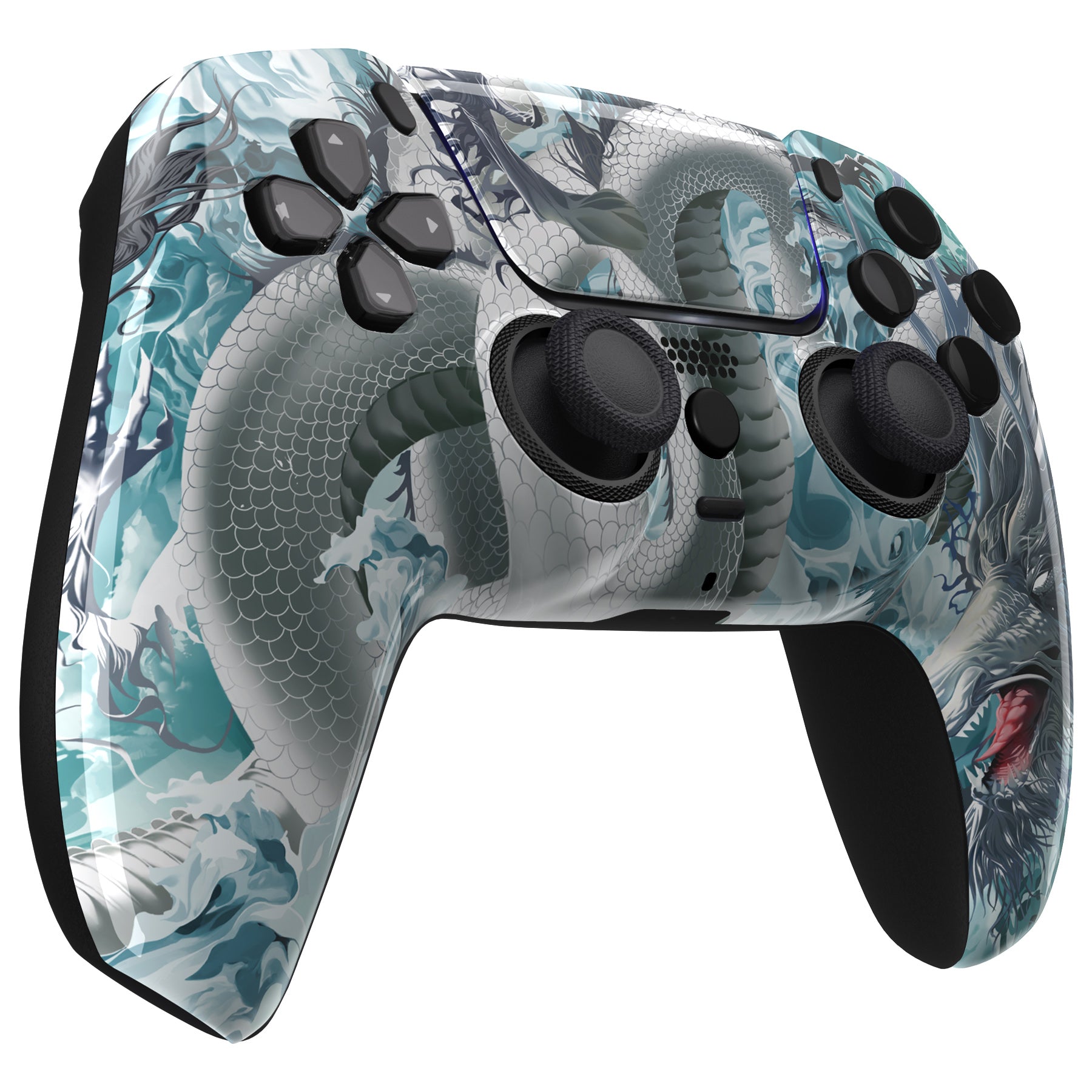 eXtremeRate LUNA Redesigned PS5 Controller Front Shell with Touchpad - Compatible with BDM 010/020/030/040/050 Models (Jade Dragon & Cloud Dominator Colors) - Perfect for Gaming, Customization & Controller Repair