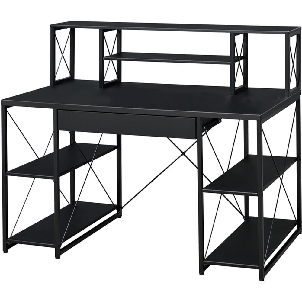 Acme Amiel Black Wooden 1-Drawer Writing Desk with Small Hutch - Compact Home Office Desk for Small Spaces, Study & Dorm Room