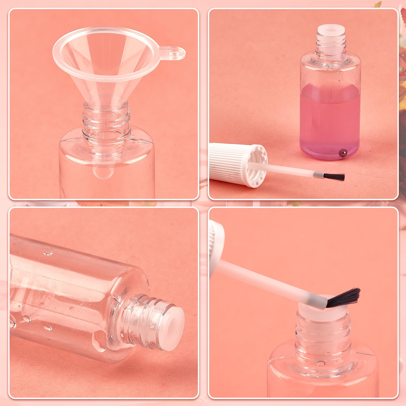 Refillable Empty Nail Polish Bottles 20ml with Brush - Clear Plastic Nail Polish Containers for DIY Mixing & Storage - Perfect for Nail Artists, Salons & Home Manicure Kits
