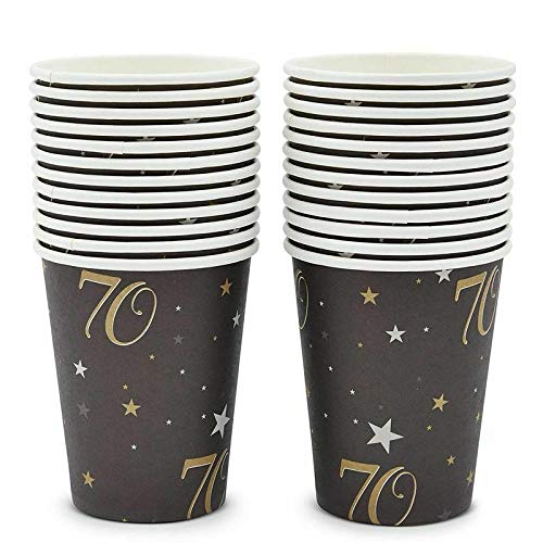 70th Birthday Party Supplies - Disposable Paper Plates and Napkins for 24 Guests - Elegant Decorations for Anniversary Celebration