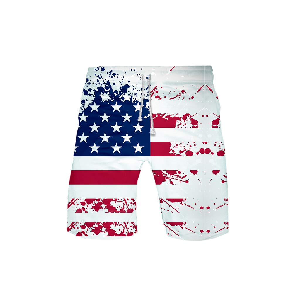 URVIP Men's USA Flag Swim Trunks - 3D Printed Quick Dry Board Shorts for Surfing, Beach & Pool | Patriotic American Swimwear for Summer Vacation & Water Sports