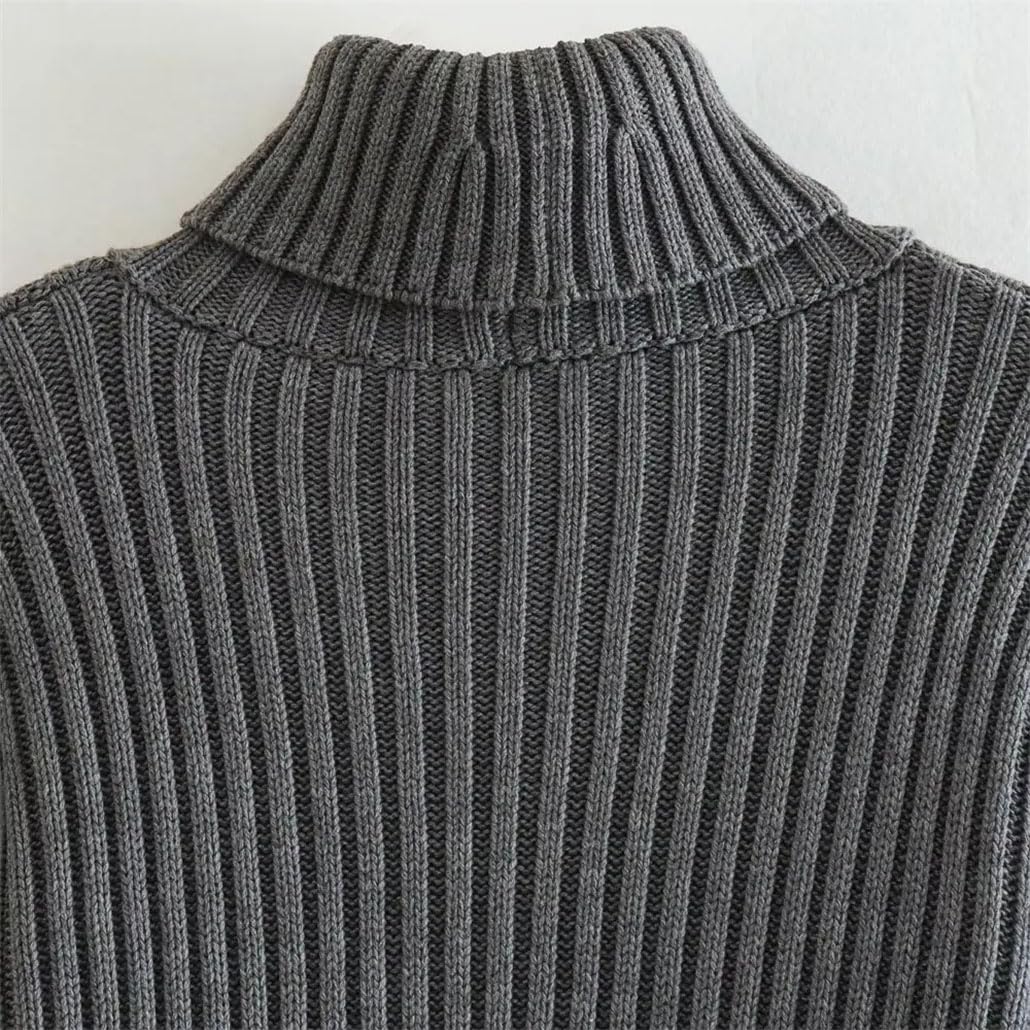 Women's Cropped Fitted Knit Sweater - High Neck Long Sleeve Pullover Top for Fall & Winter | Casual Office Wear & Date Night Outfits