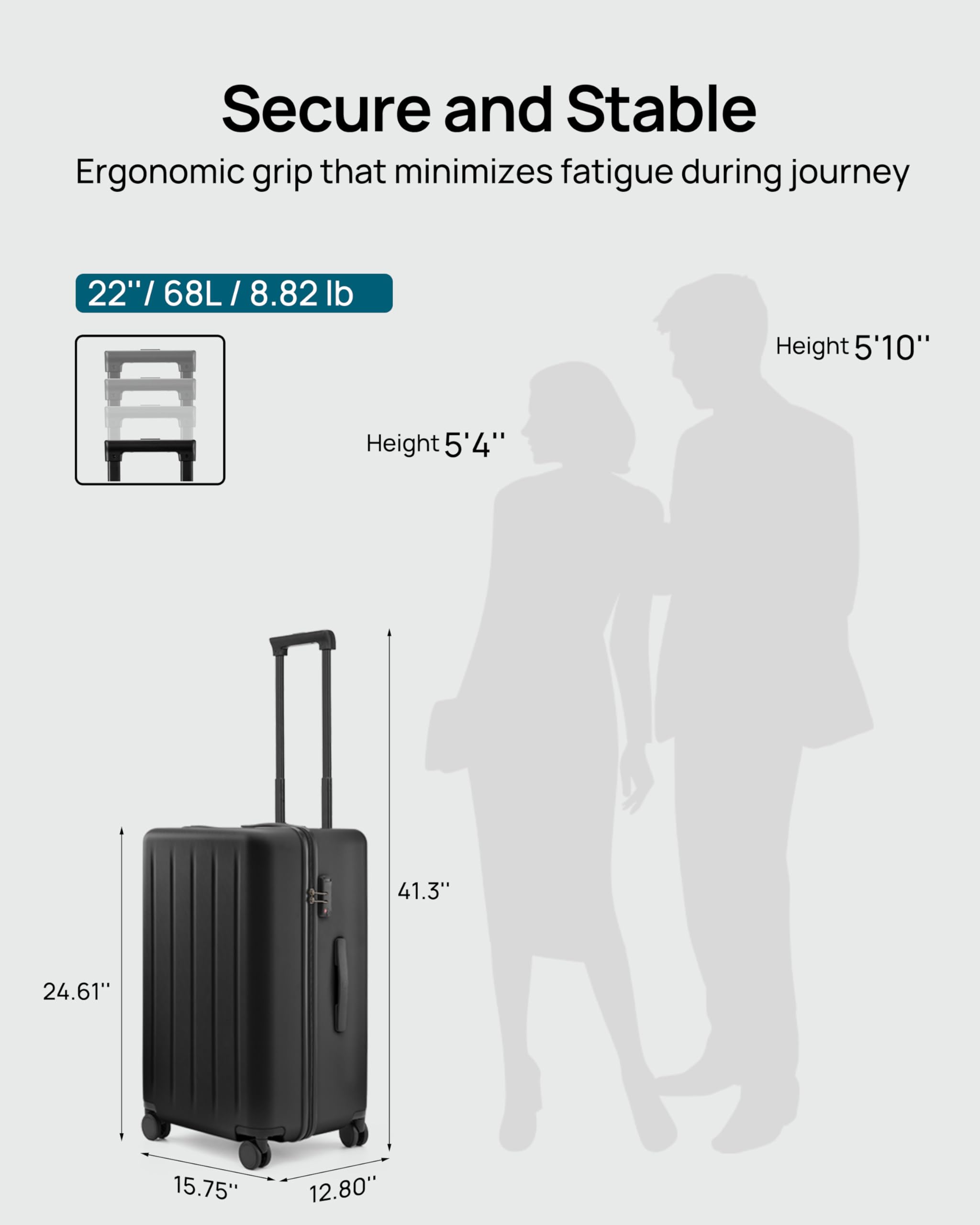 24 Inch Checked Luggage with Wheels - Hard Shell Suitcase with 70/30 Split, Wet Dry Separation, Double Spinner Wheels & TSA Lock - Medium Hardside Trunk for Air Travel (Black) - Perfect for Business Trips, Vacations & International Travel
