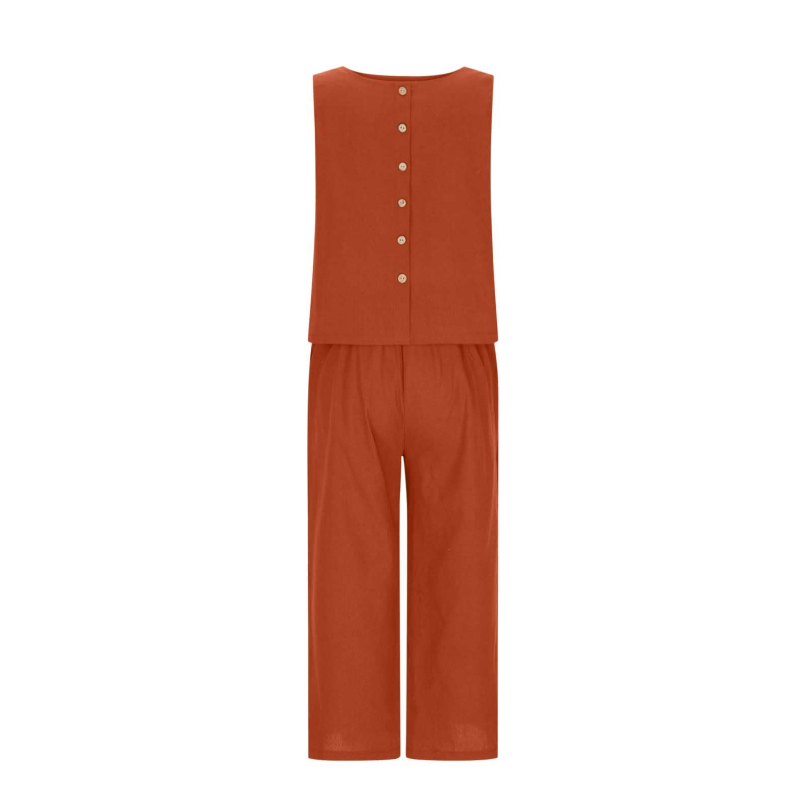 Women's 2-Piece Cotton Linen Lounge Set - Oversized Wide Leg Pants & Top Comfy Travel Outfit | Casual Summer Pajama Set for Home, Beach & Vacation Wear