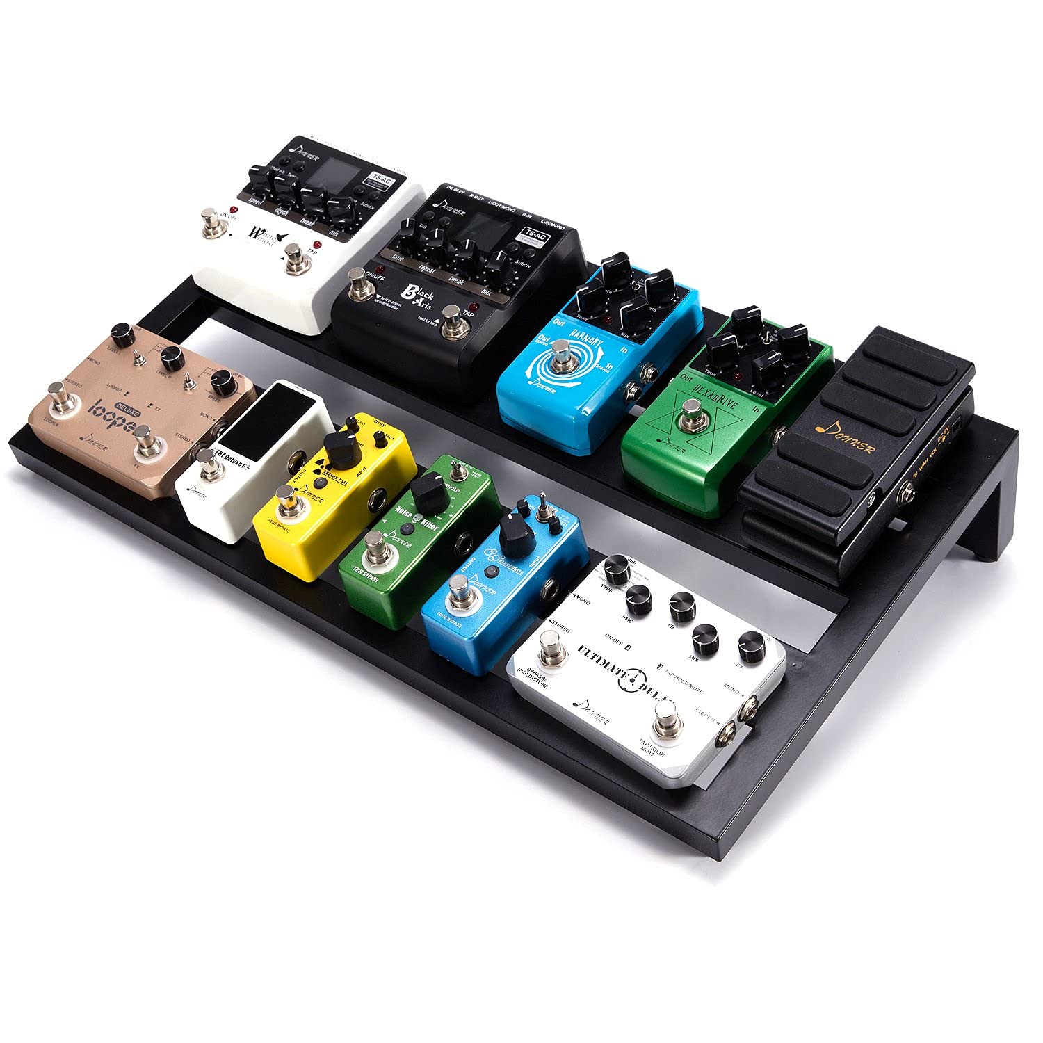 Donner Guitar Pedal Board Case with 10-Pack Power DC Cables - Durable Portable Pedalboard for Electric Guitar Effects - Perfect for Live Performances & Studio Recording